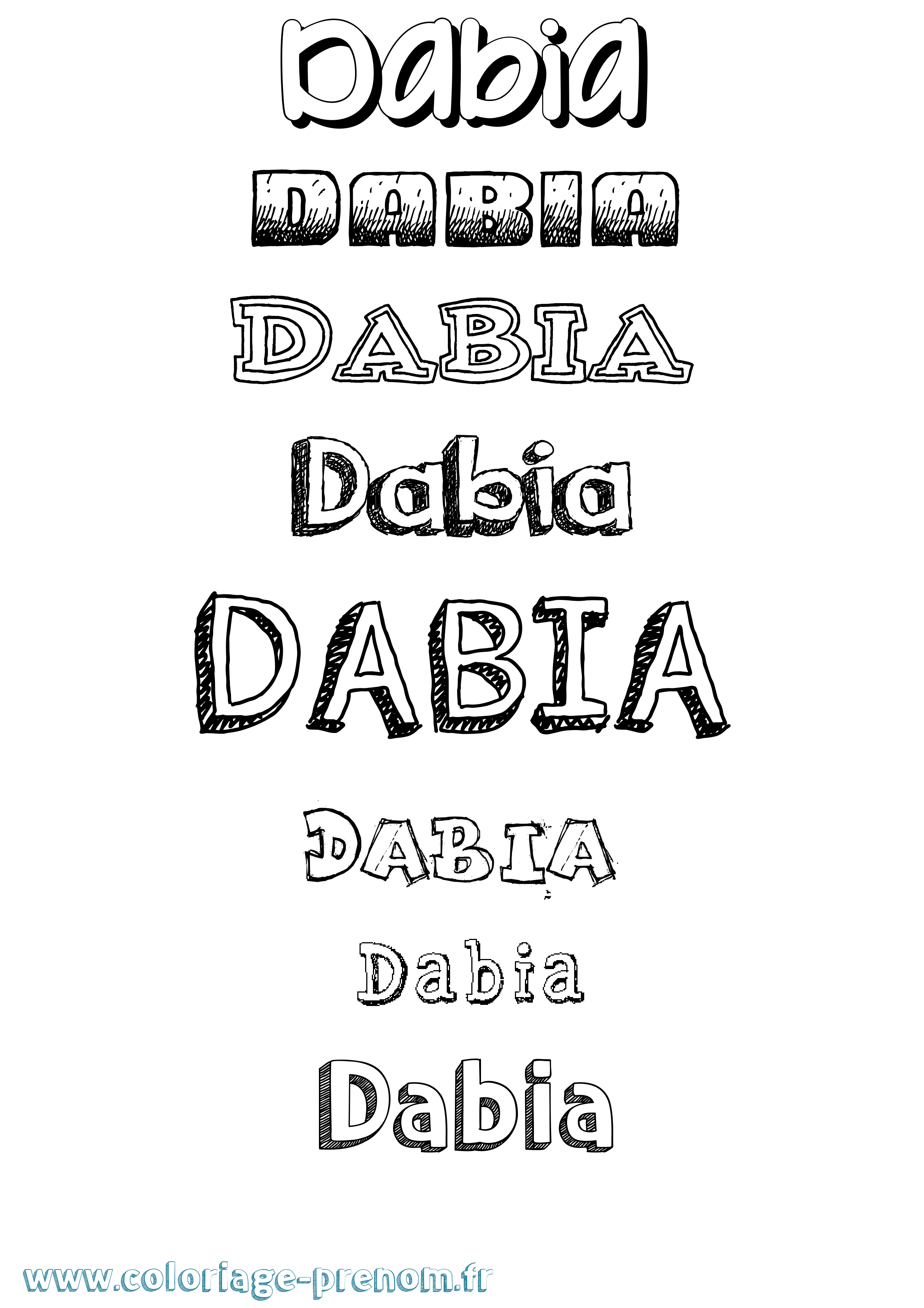 Coloriage prénom Dabia Dessiné