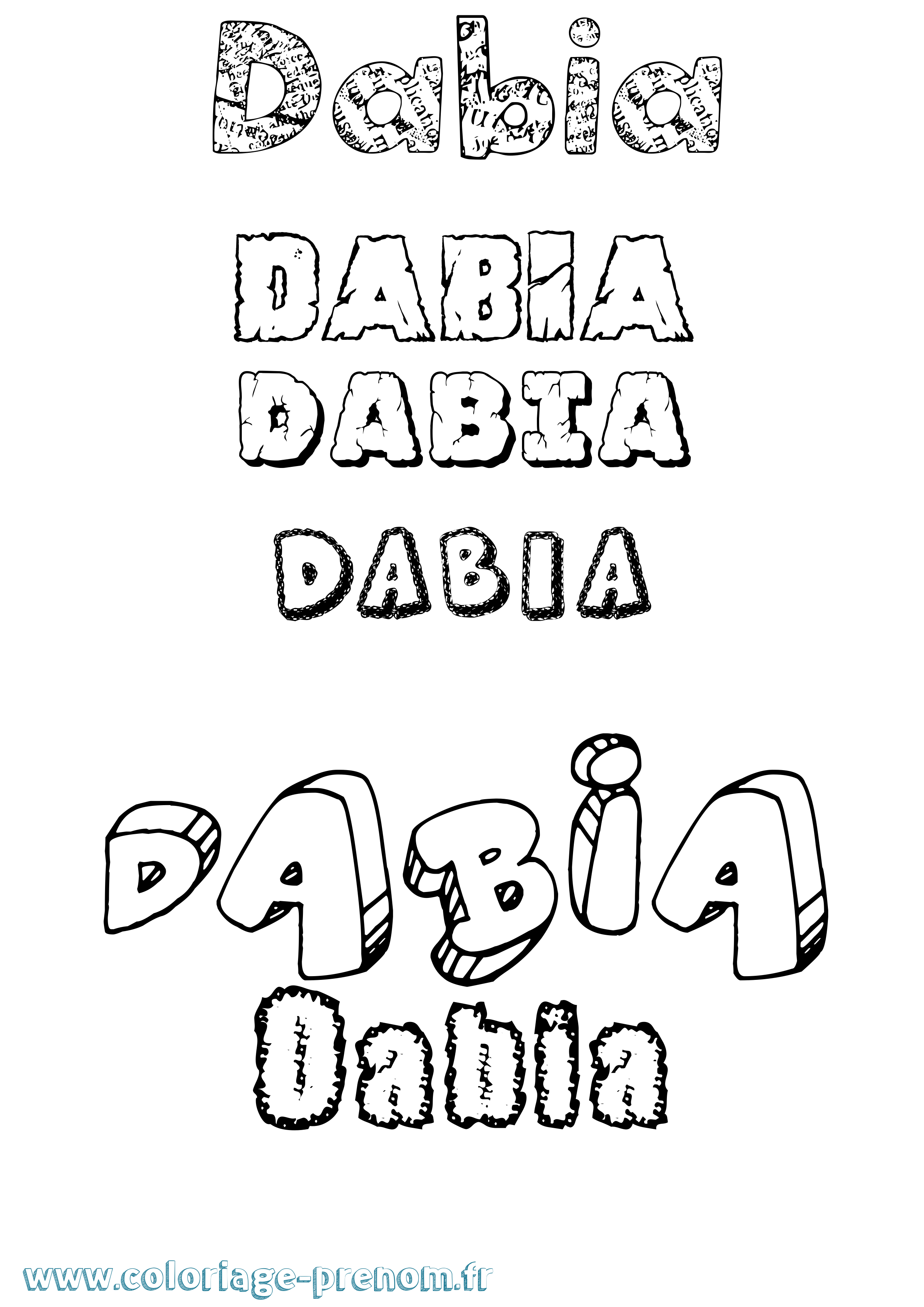 Coloriage prénom Dabia Destructuré