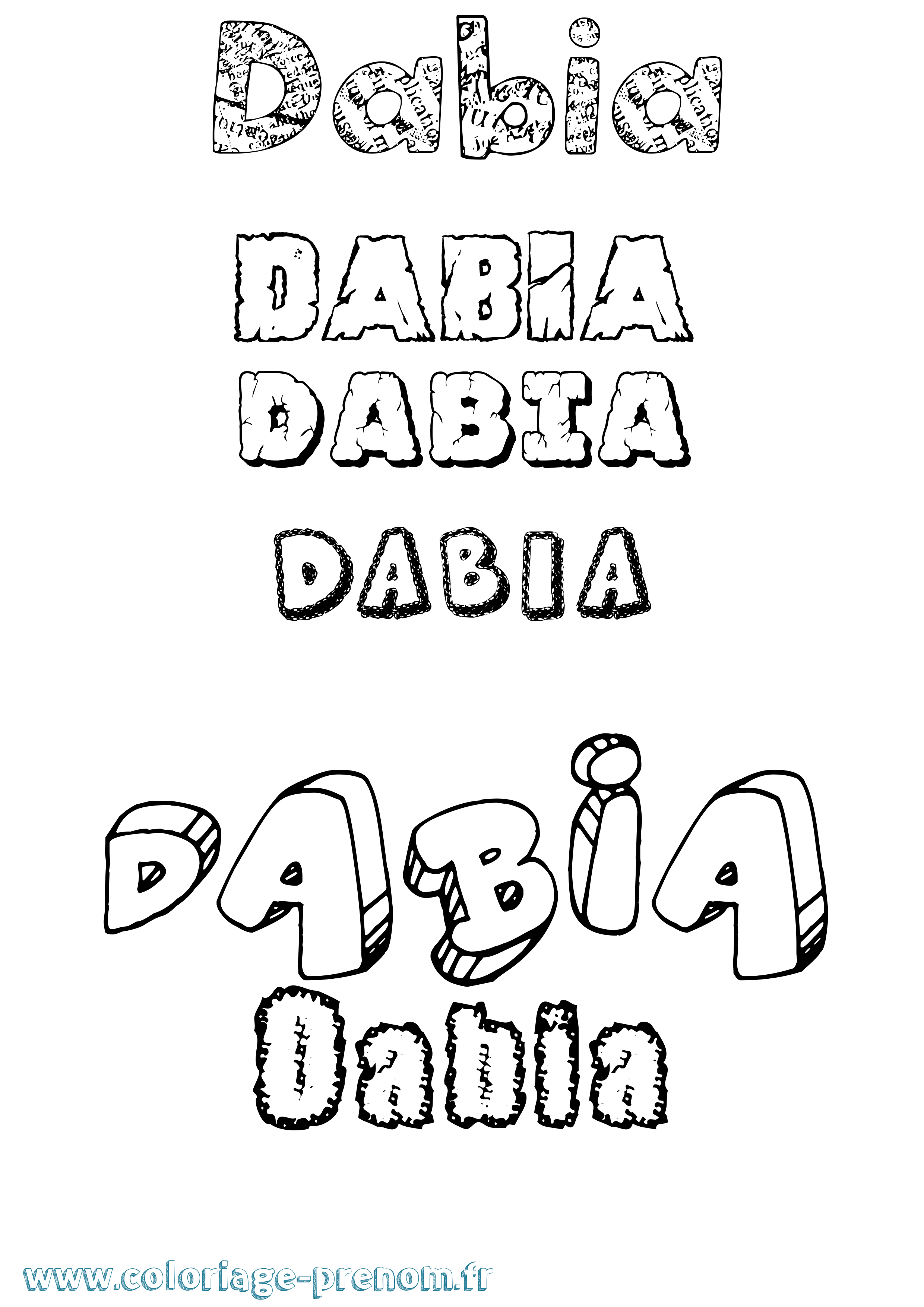 Coloriage Dabia Destructuré Coloriage prénom Dabia Destructuré