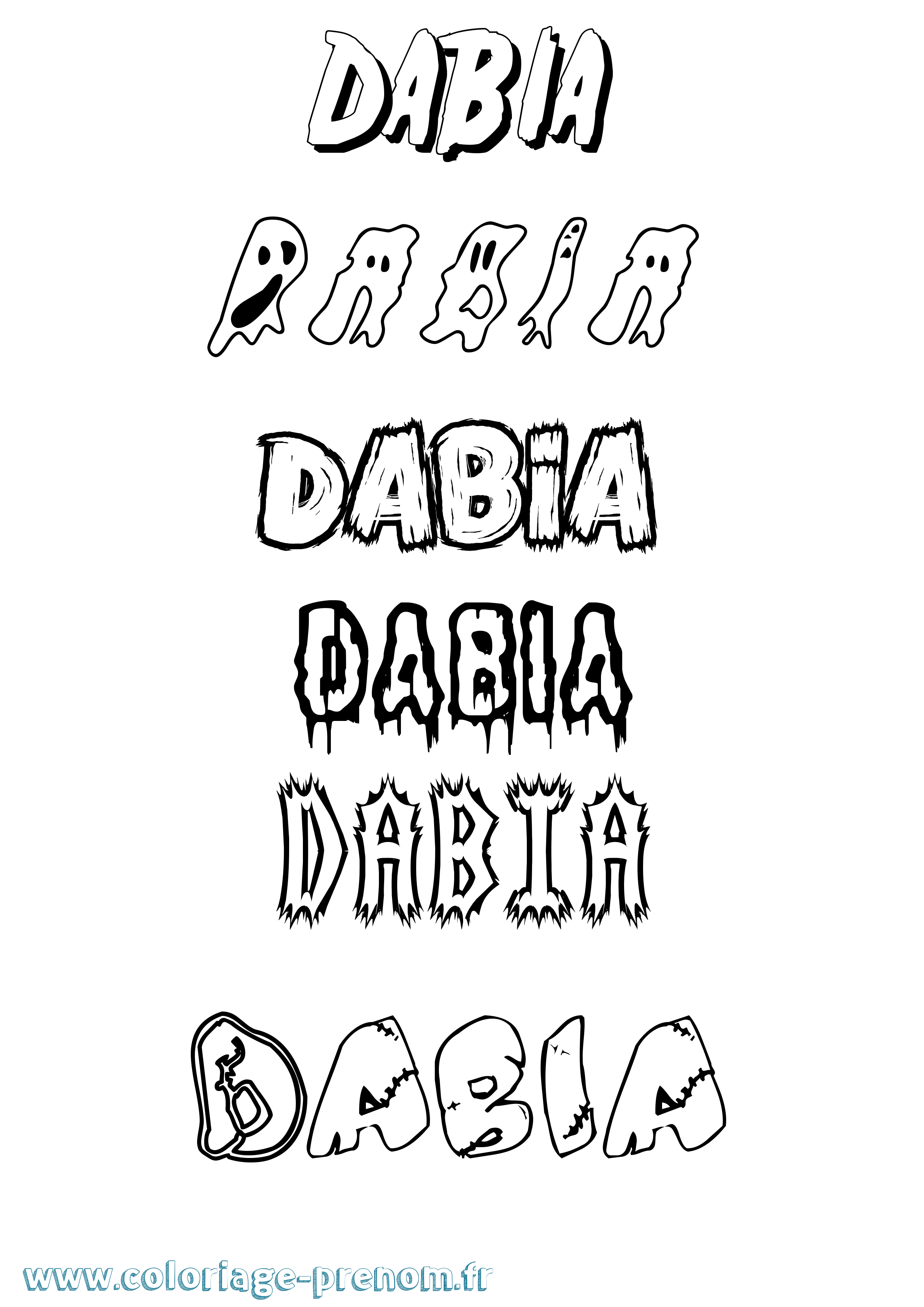 Coloriage prénom Dabia Frisson