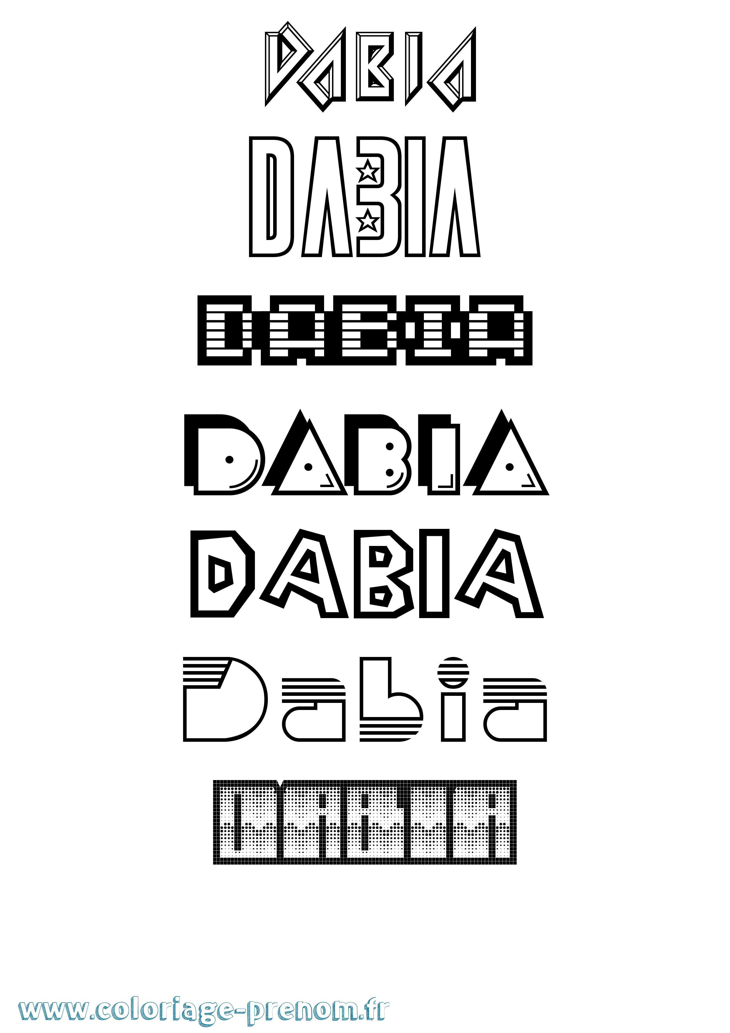 Coloriage prénom Dabia Jeux Vidéos