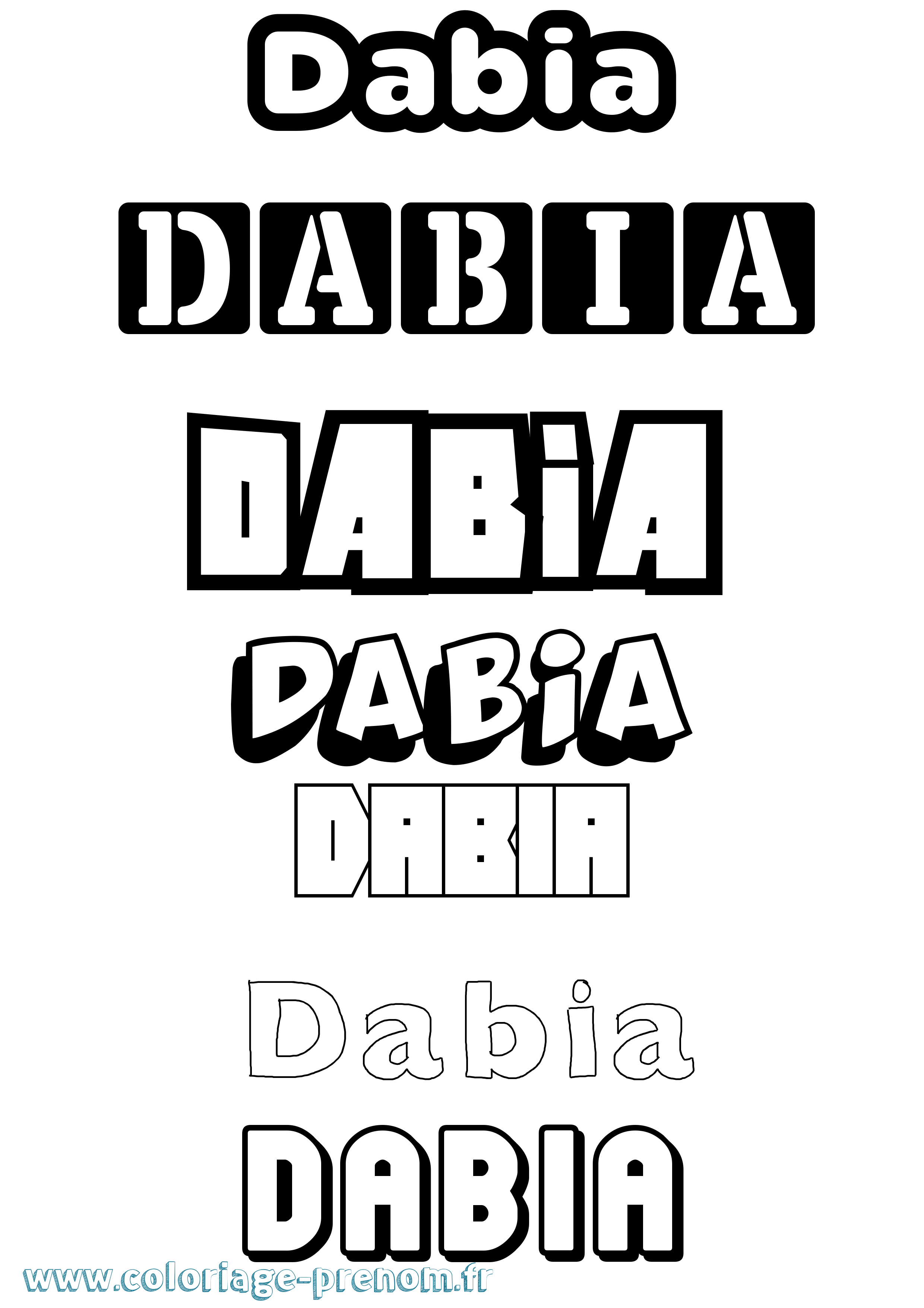 Coloriage prénom Dabia Simple