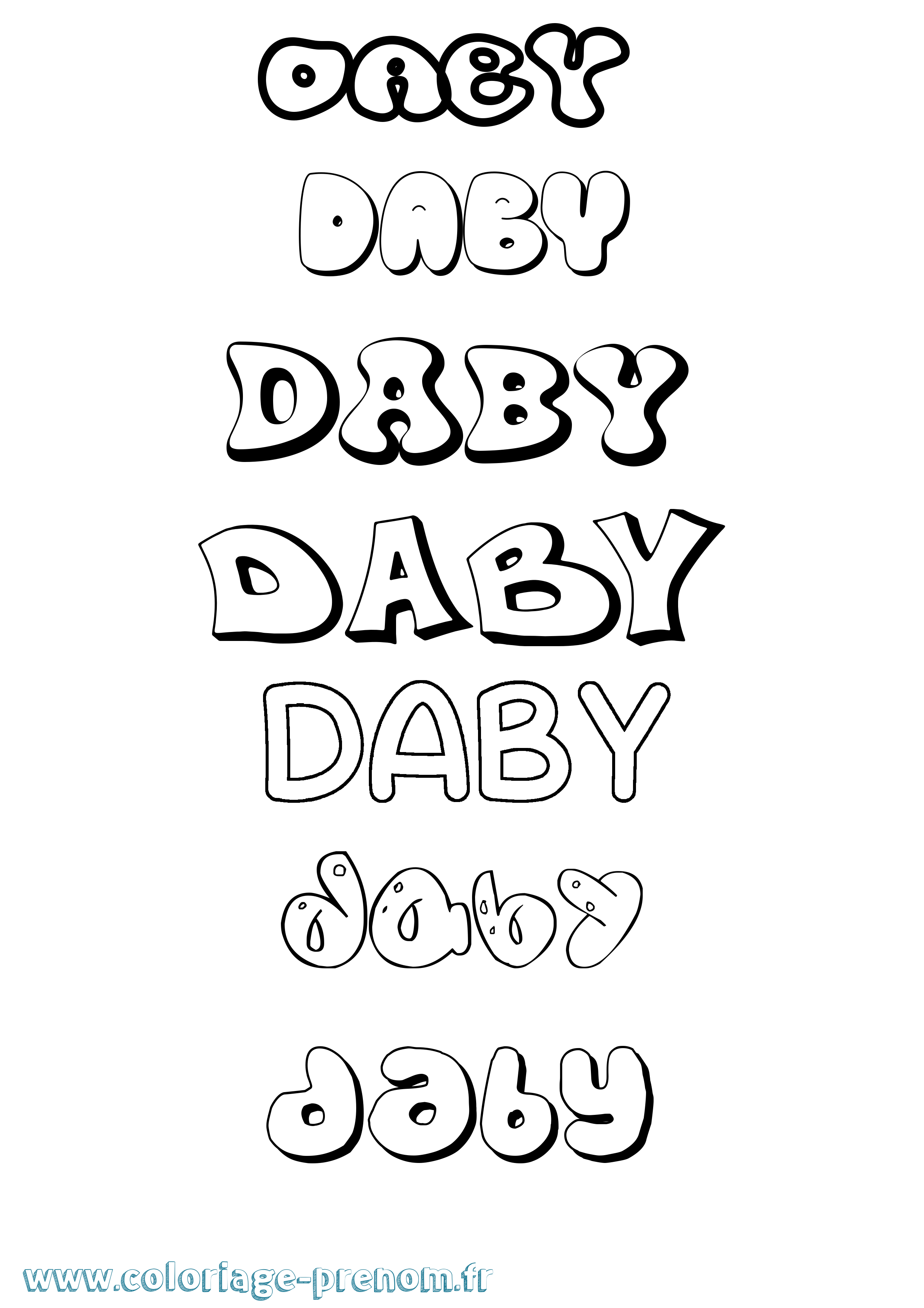 Coloriage Daby Bubble Coloriage prénom Daby Bubble