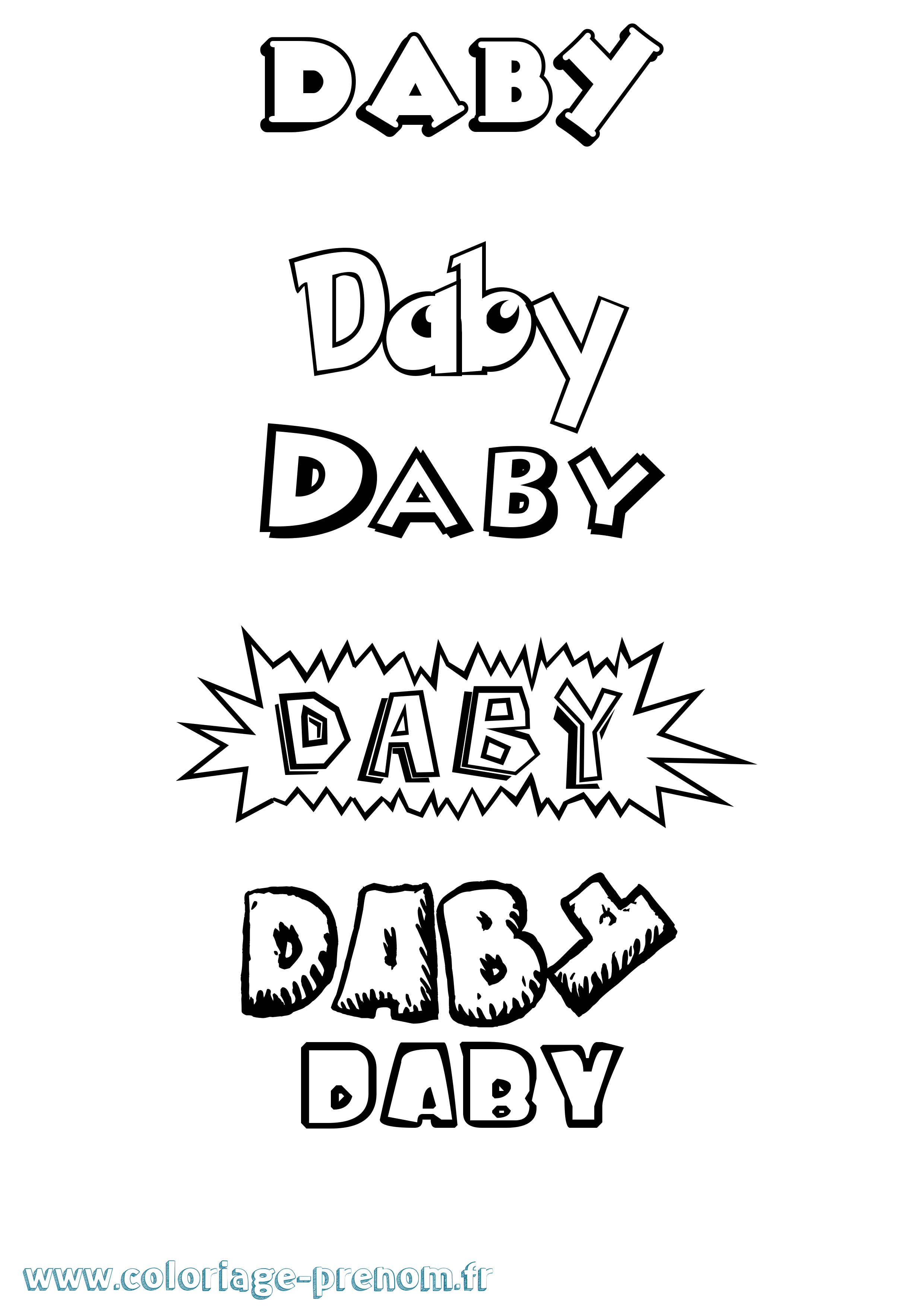Coloriage Daby Dessin Animé Coloriage prénom Daby Dessin Animé