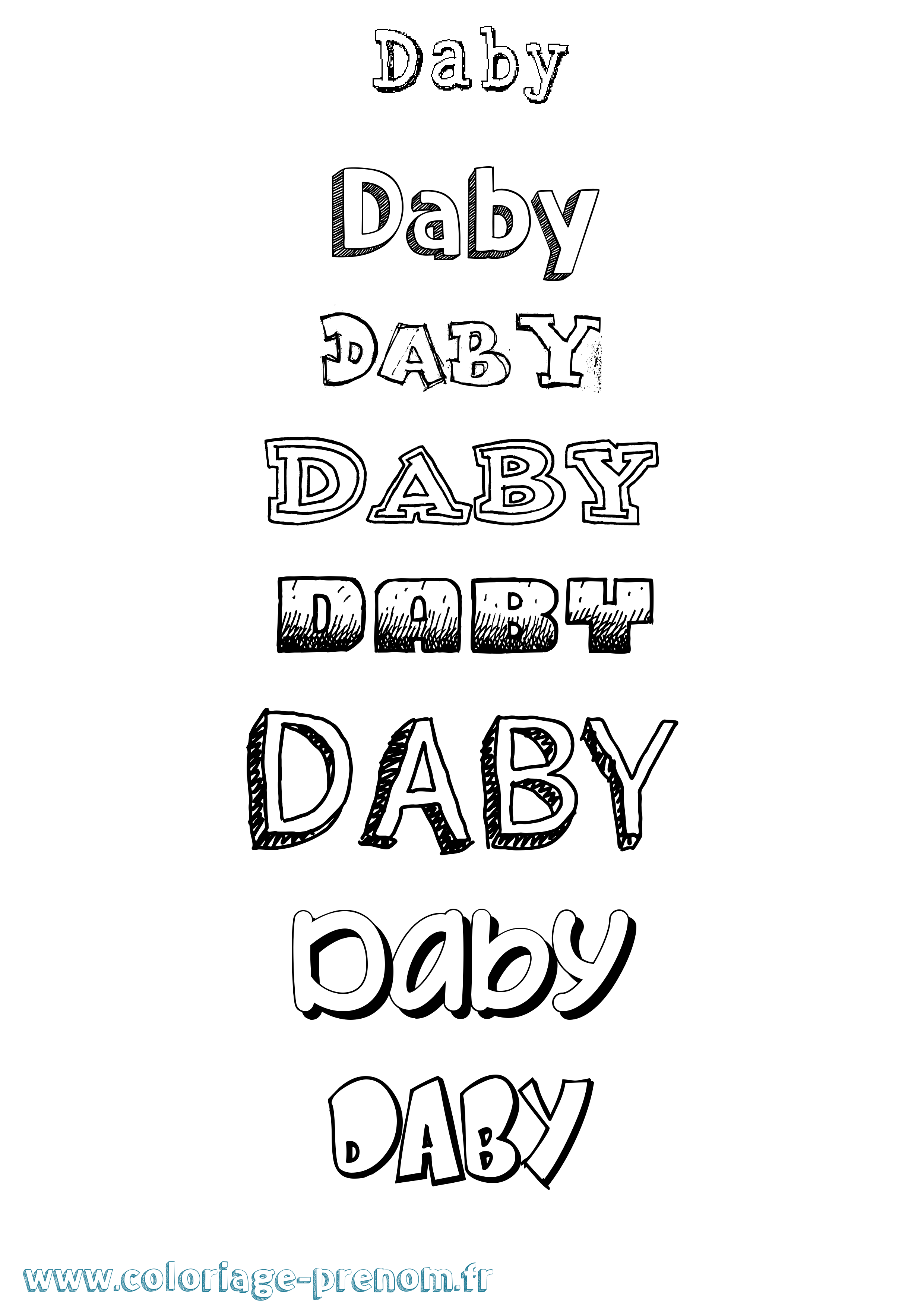 Coloriage Daby Dessiné Coloriage prénom Daby Dessiné