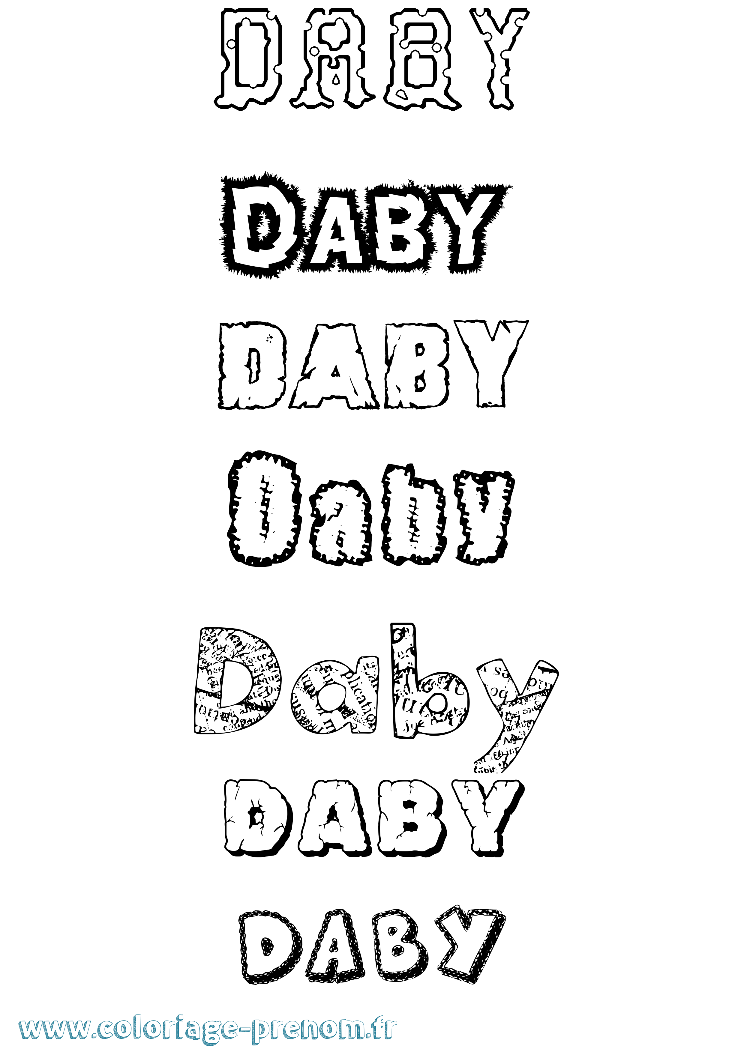 Coloriage Daby Destructuré Coloriage prénom Daby Destructuré