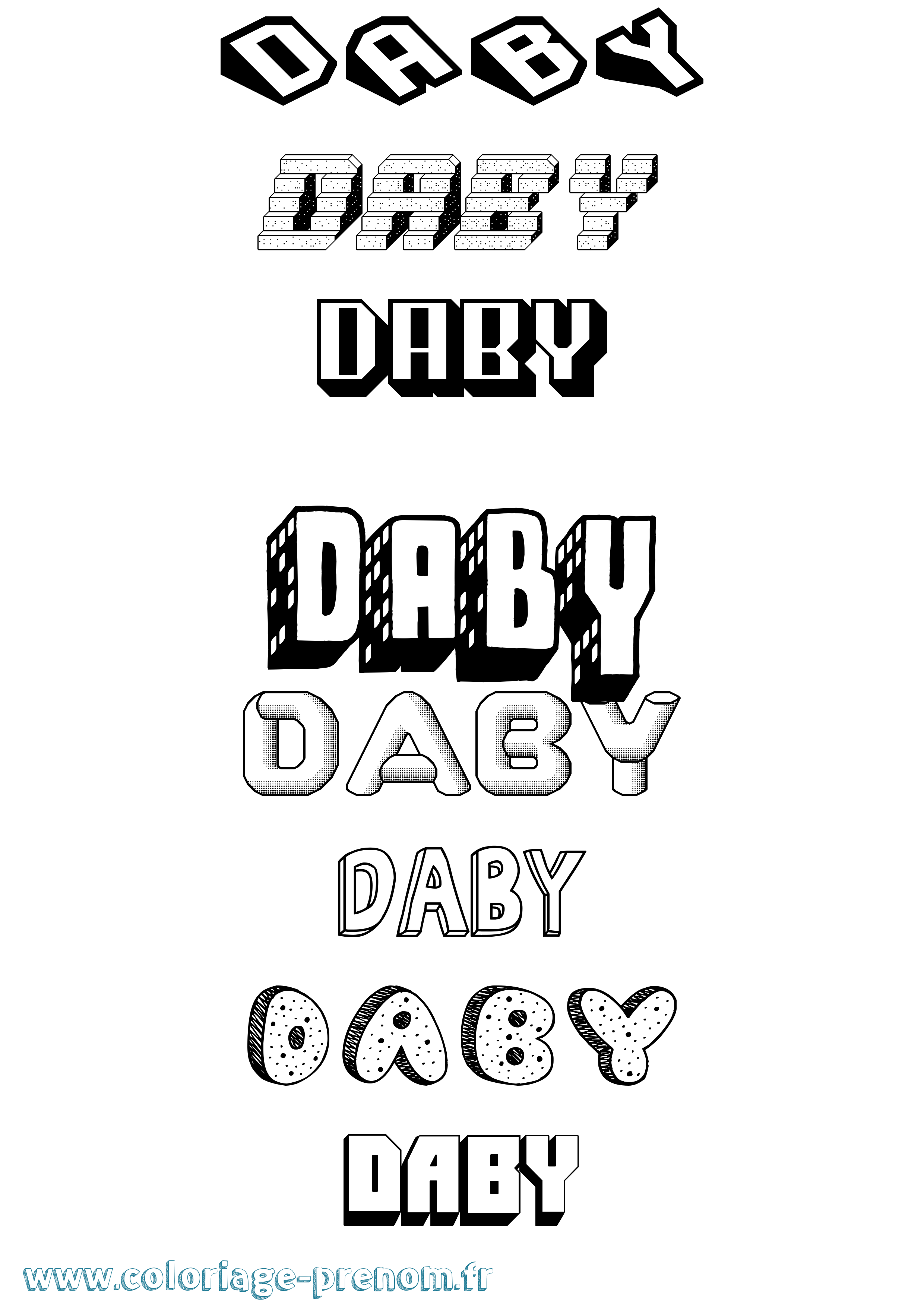 Coloriage Daby Effet 3D Coloriage prénom Daby Effet 3D