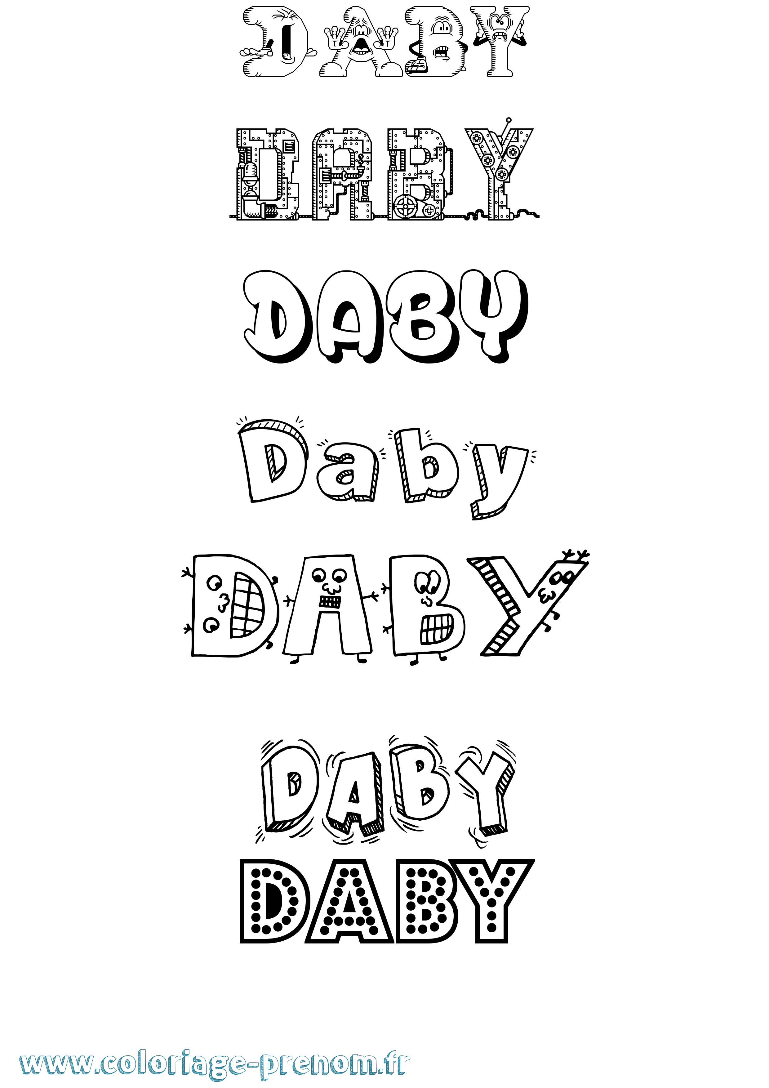 Coloriage Daby Fun Coloriage prénom Daby Fun