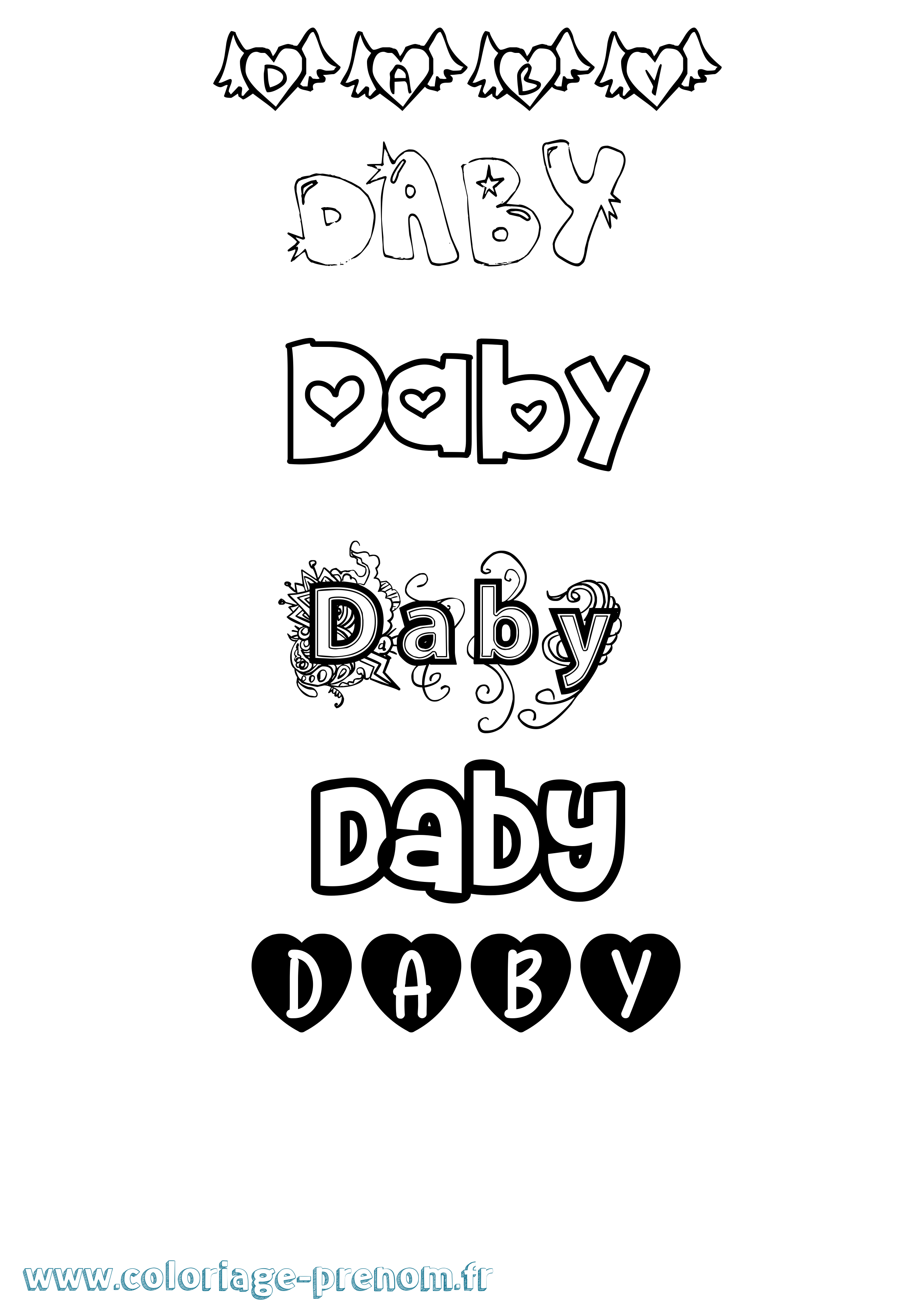Coloriage Daby Girly Coloriage prénom Daby Girly