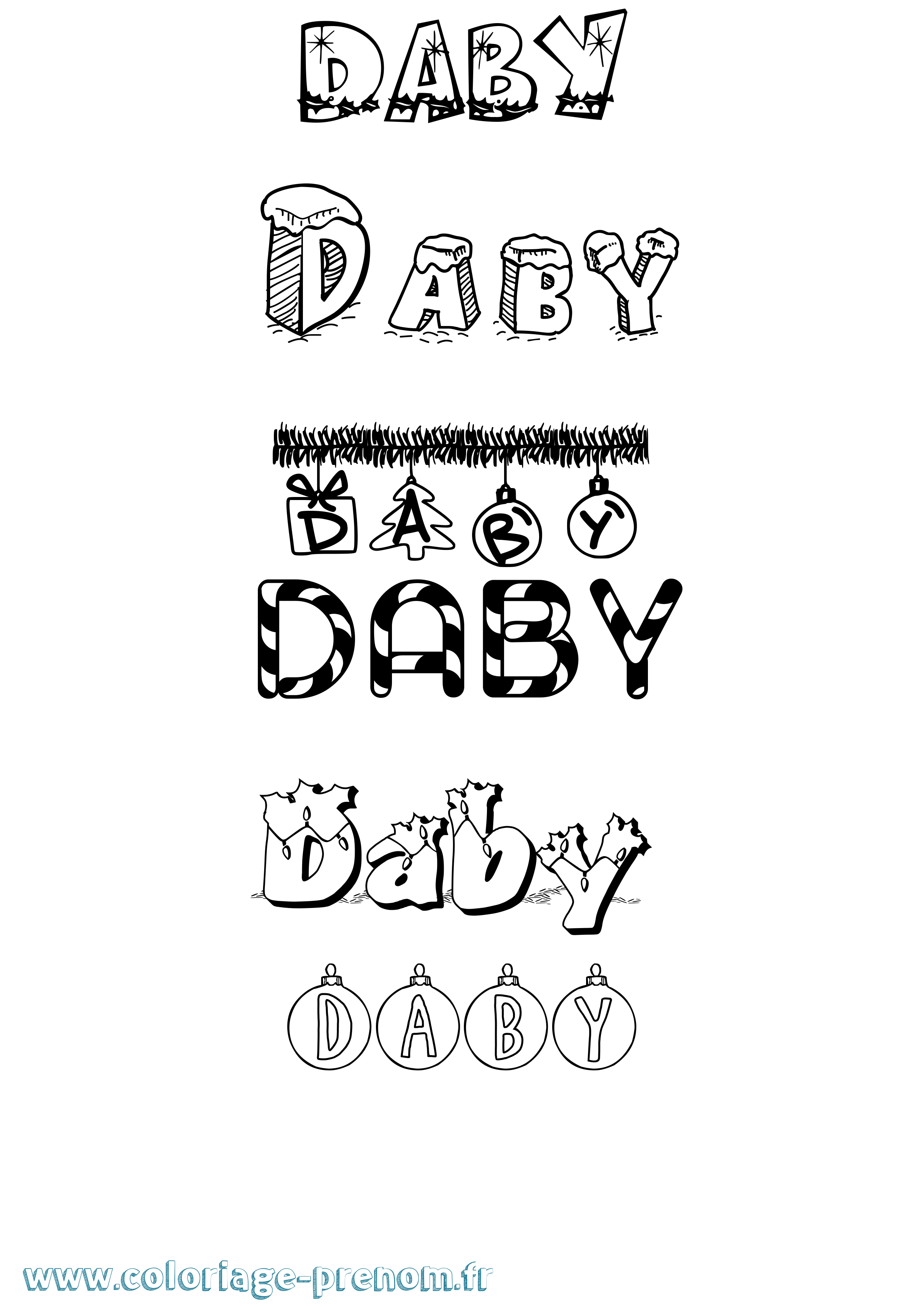 Coloriage Daby Noël Coloriage prénom Daby Noël