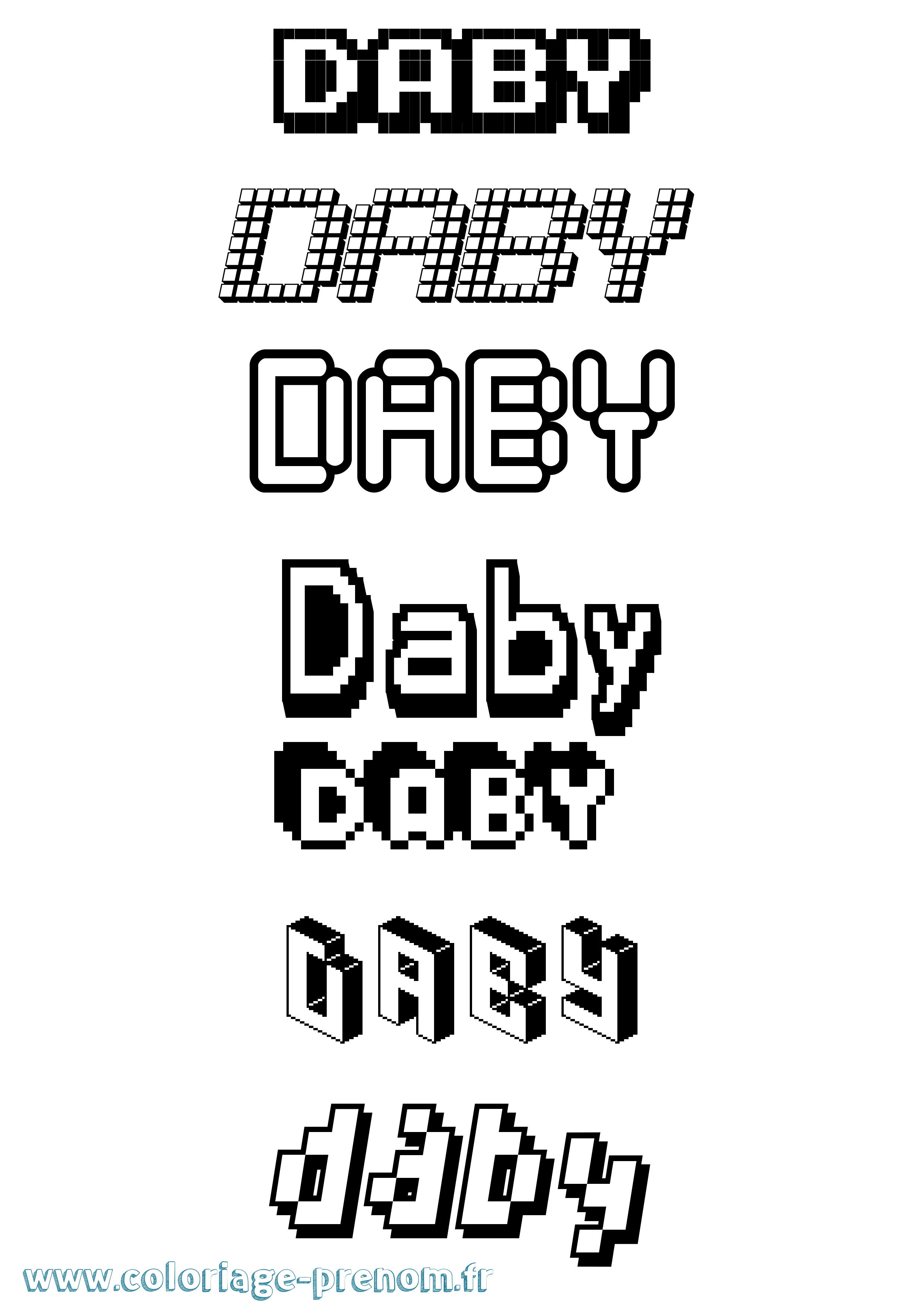 Coloriage Daby Pixel Coloriage prénom Daby Pixel