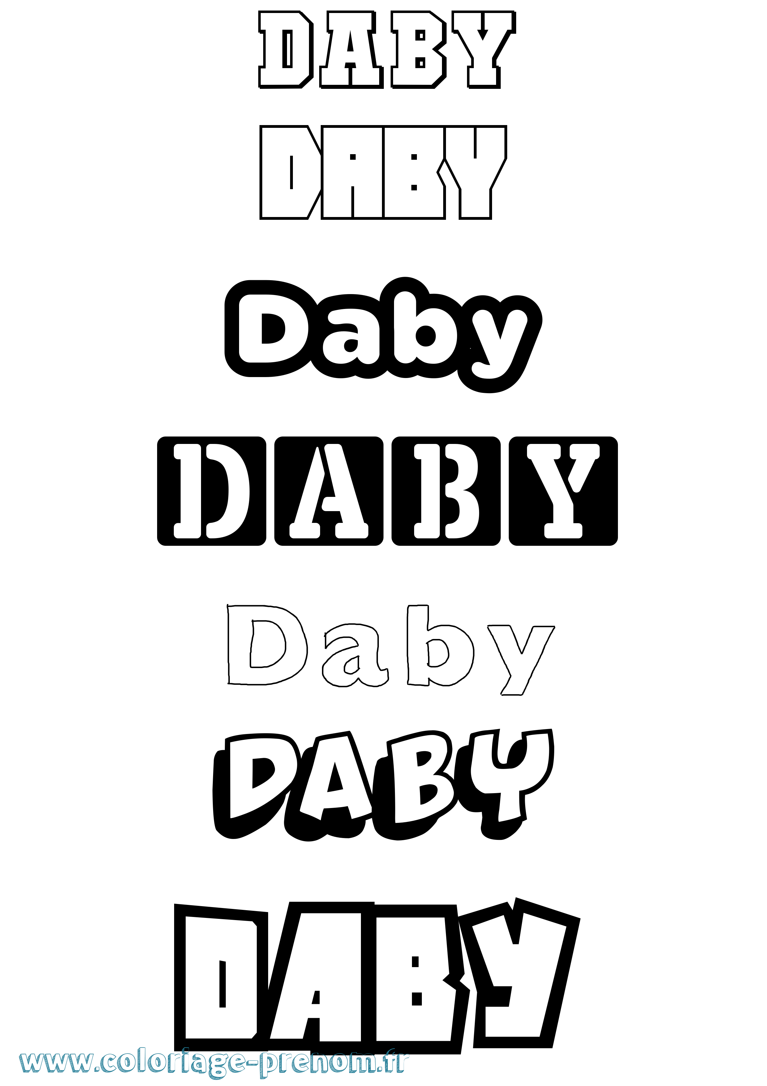 Coloriage Daby Simple Coloriage prénom Daby Simple
