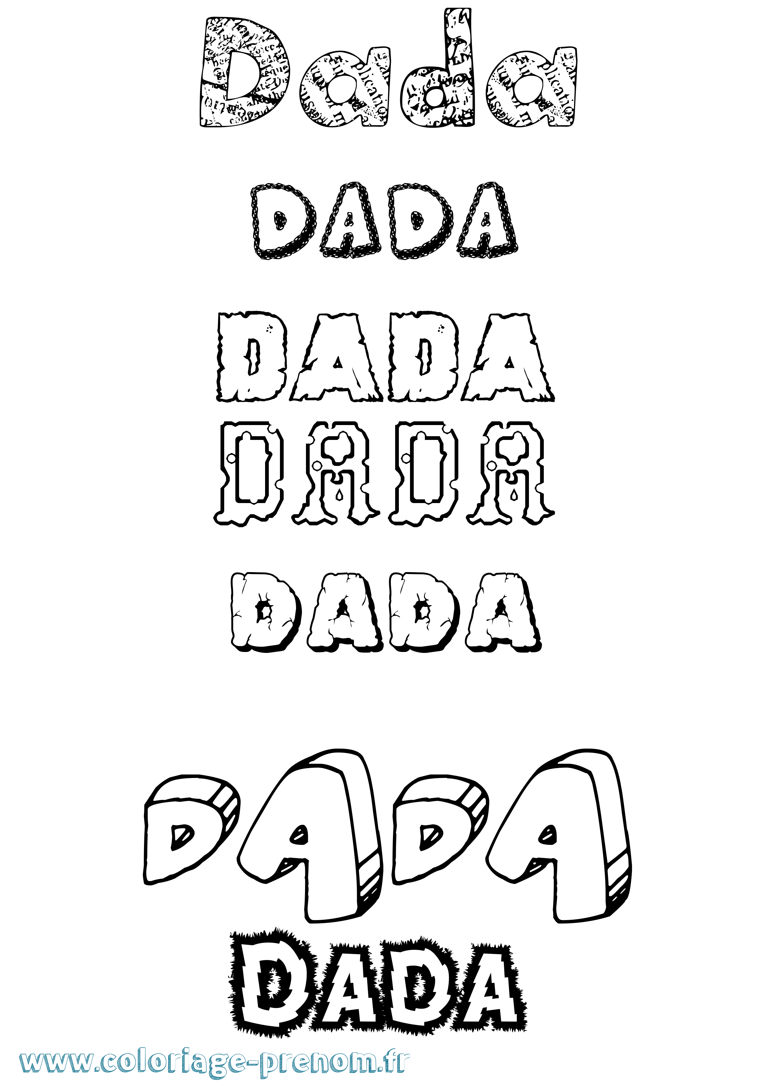 Coloriage prénom Dada Destructuré
