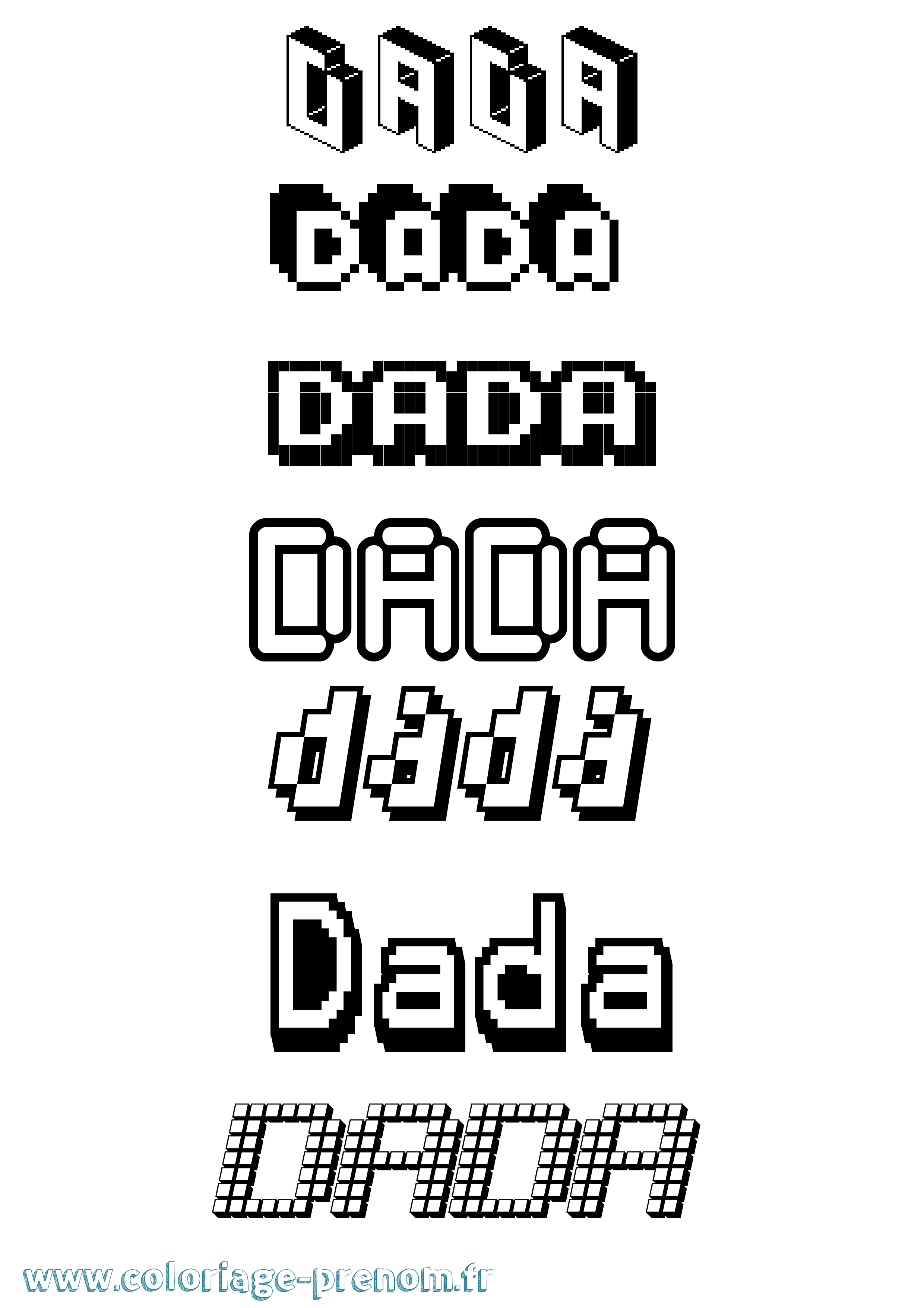 Coloriage prénom Dada Pixel