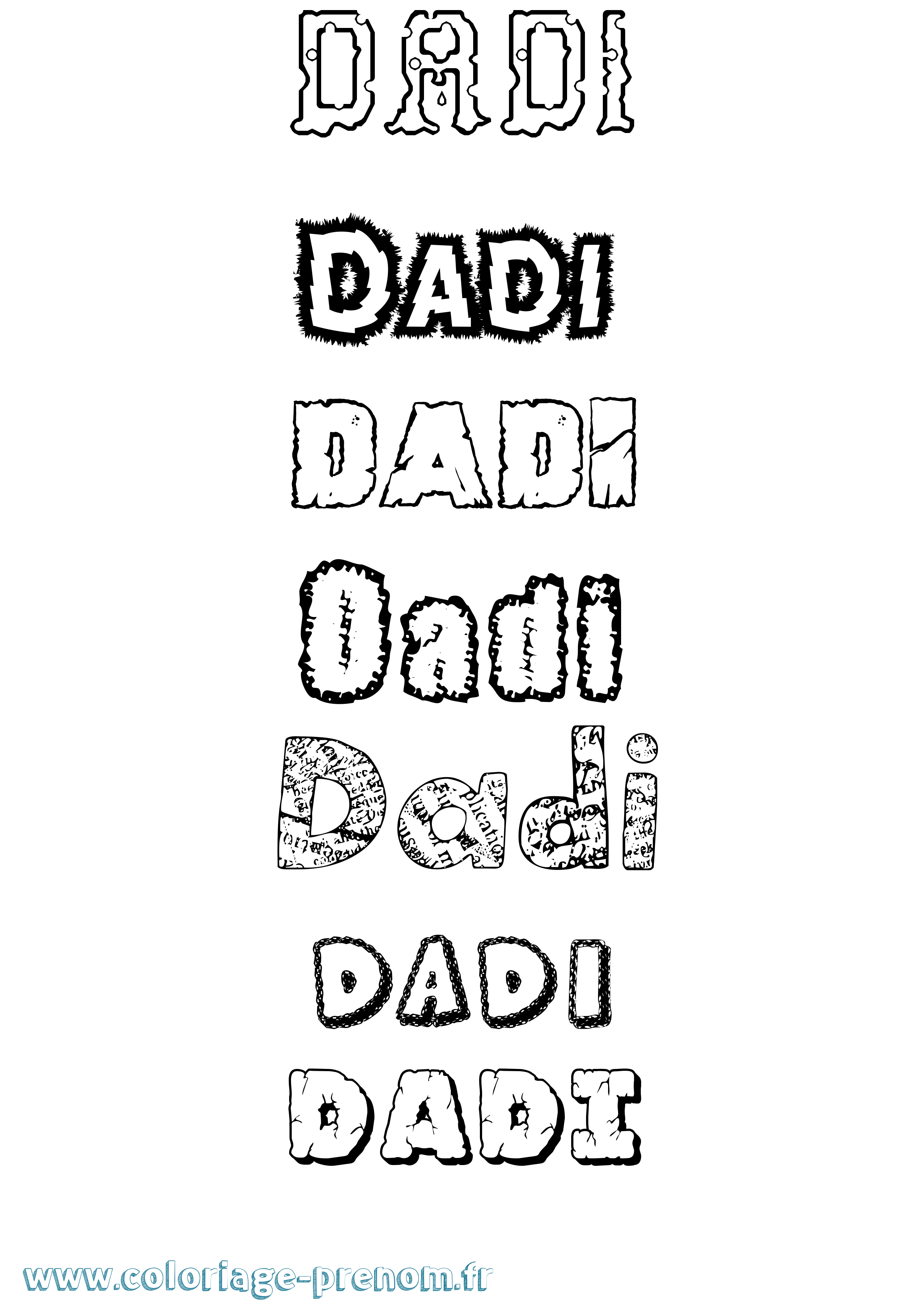 Coloriage prénom Dadi Destructuré
