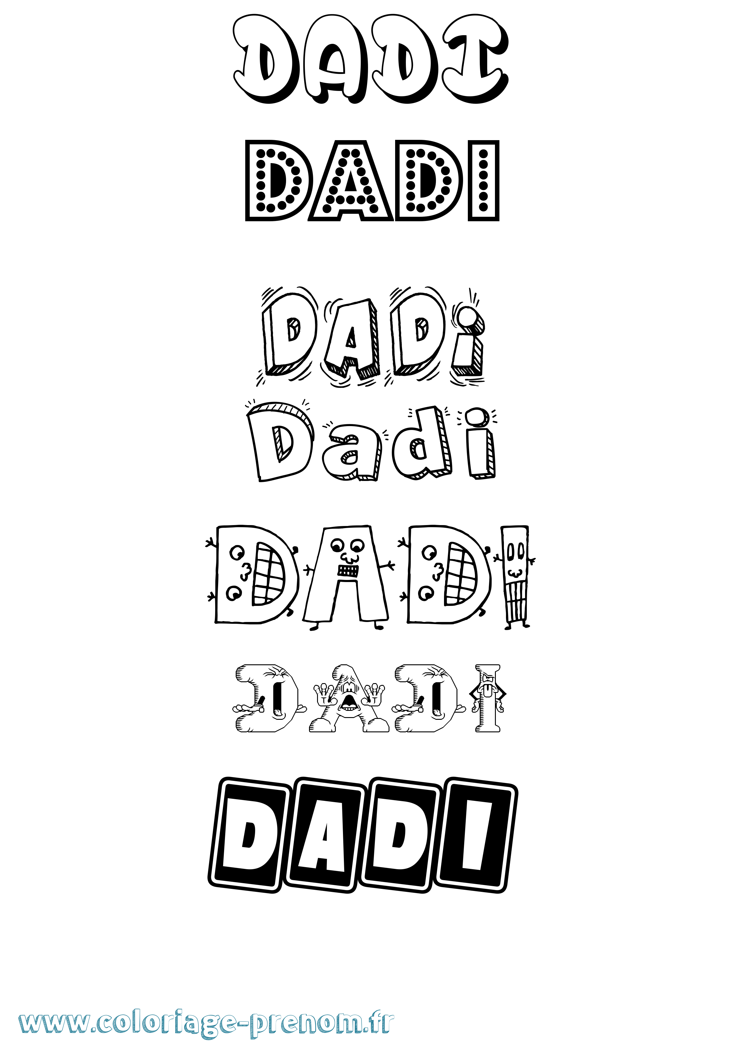 Coloriage prénom Dadi Fun