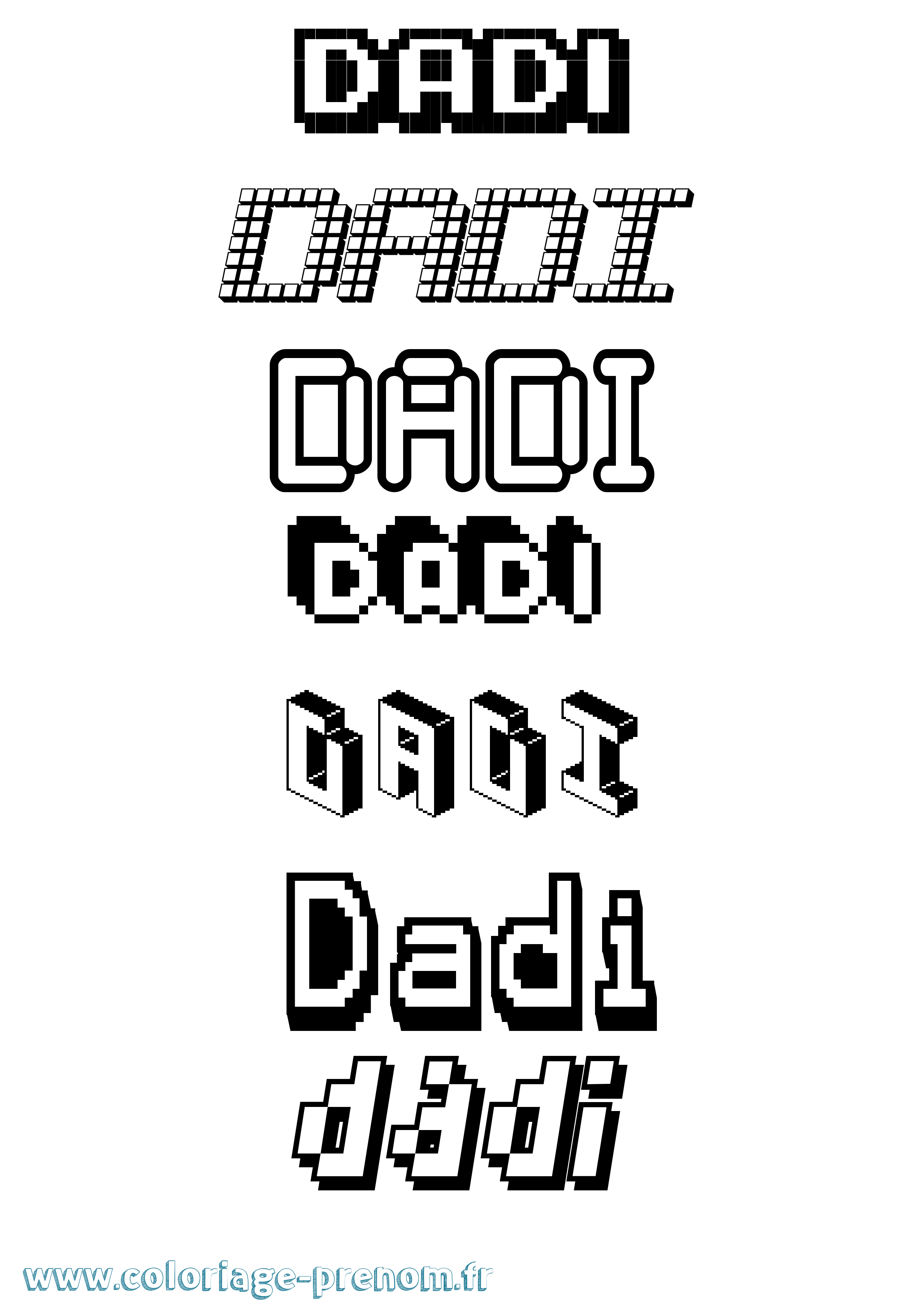 Coloriage prénom Dadi Pixel