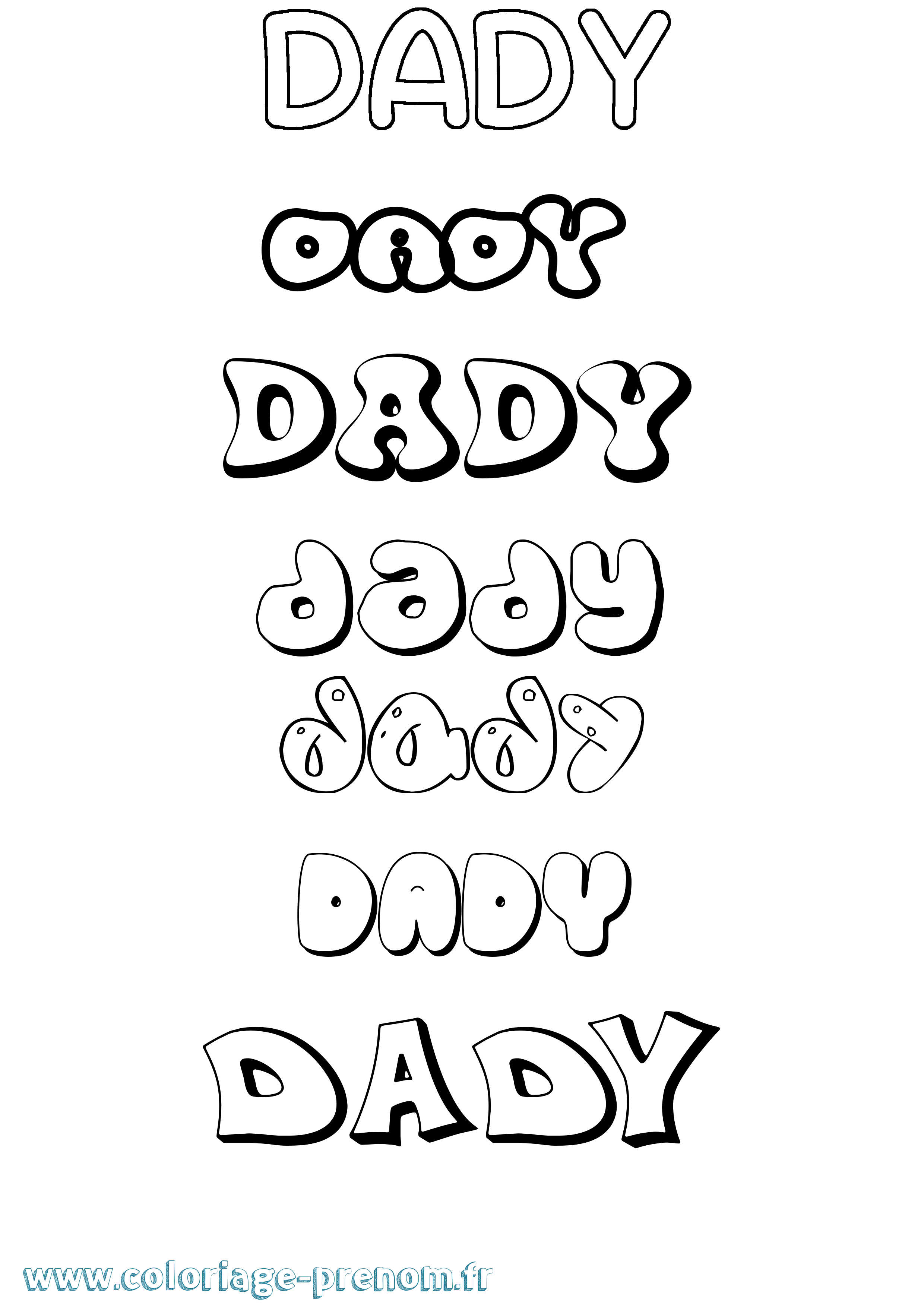 Coloriage prénom Dady Bubble