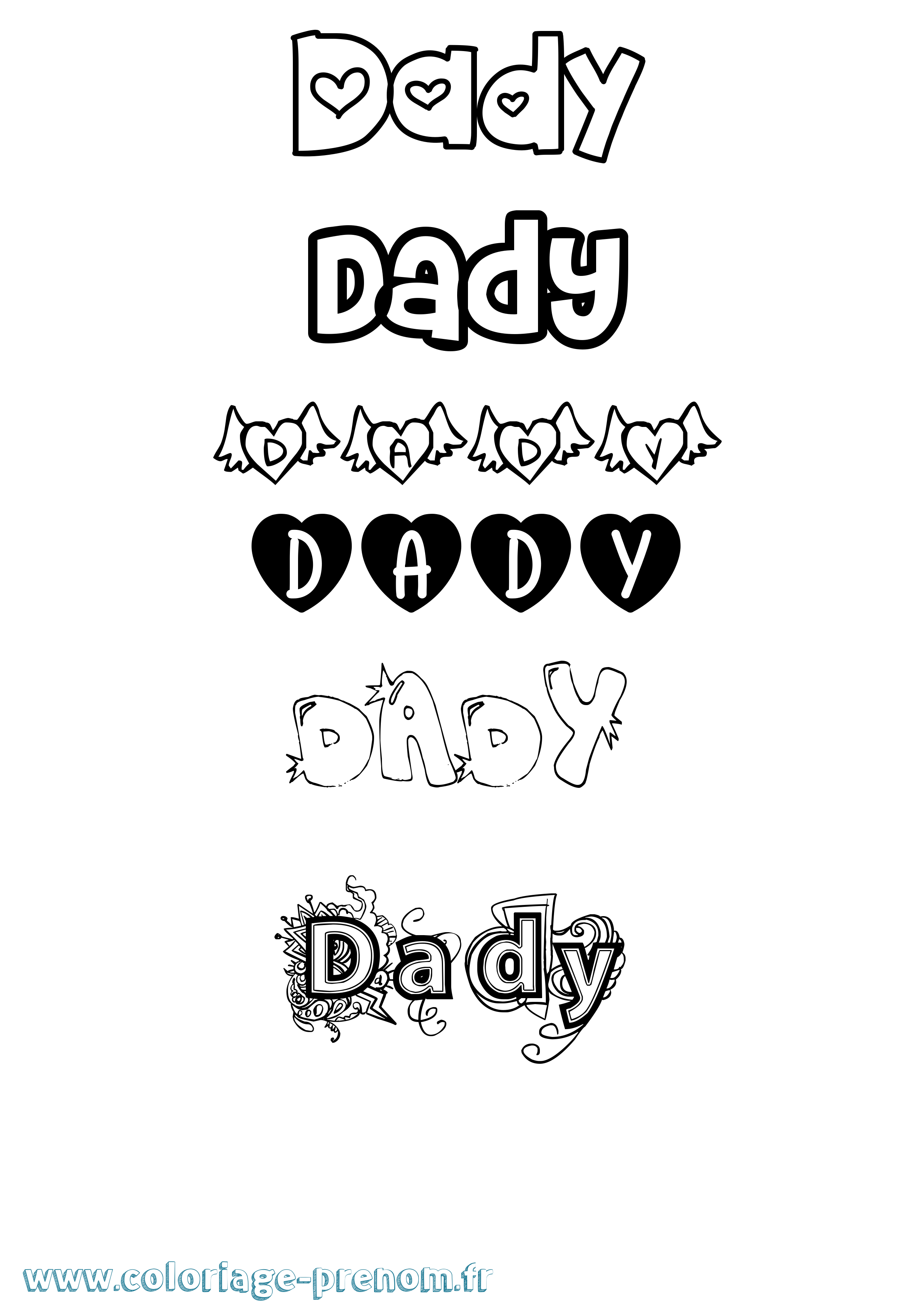 Coloriage prénom Dady Girly