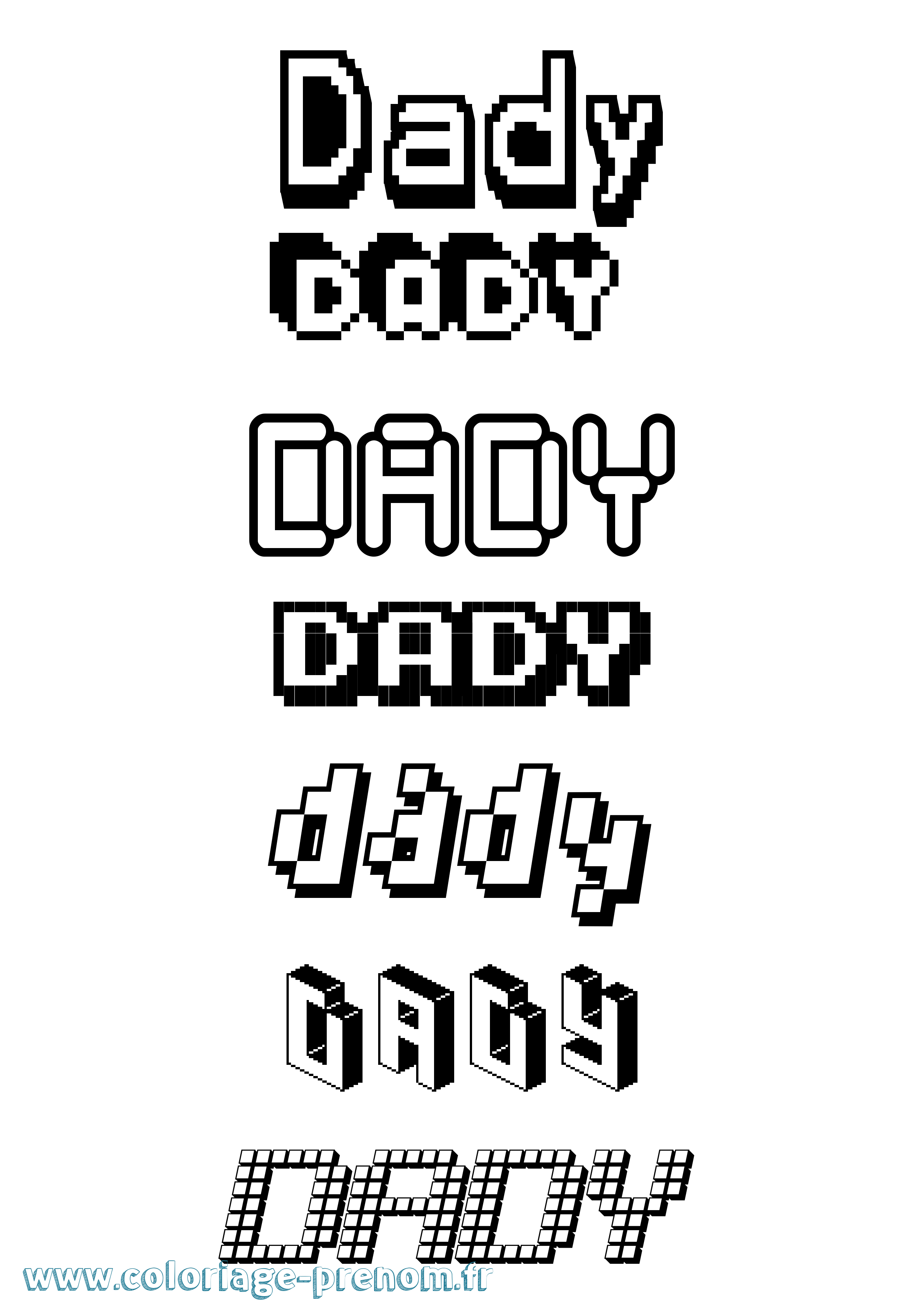 Coloriage prénom Dady Pixel