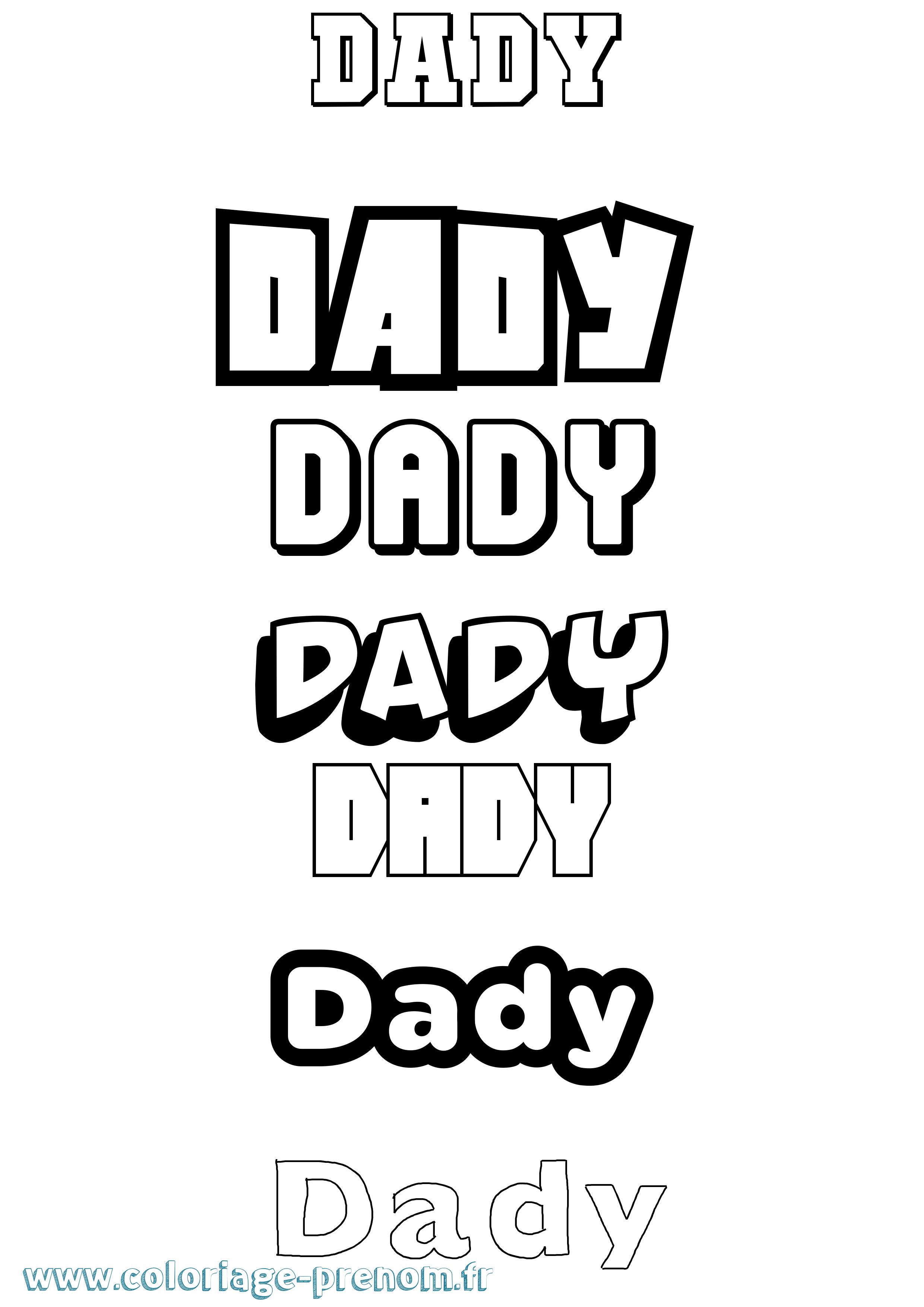 Coloriage prénom Dady Simple