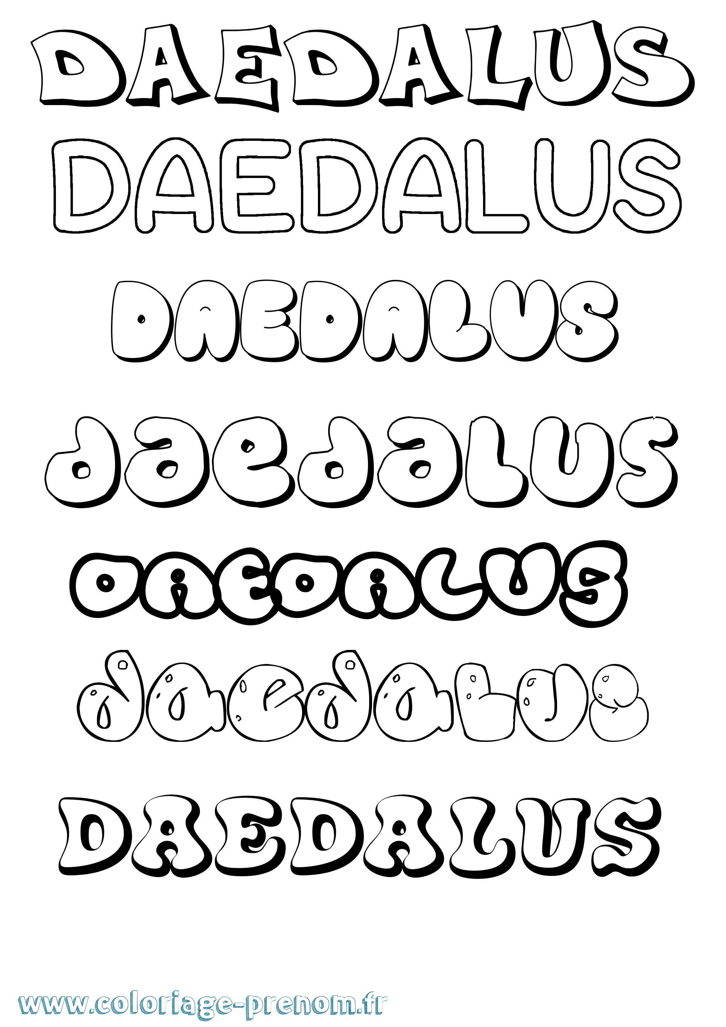 Coloriage prénom Daedalus Bubble