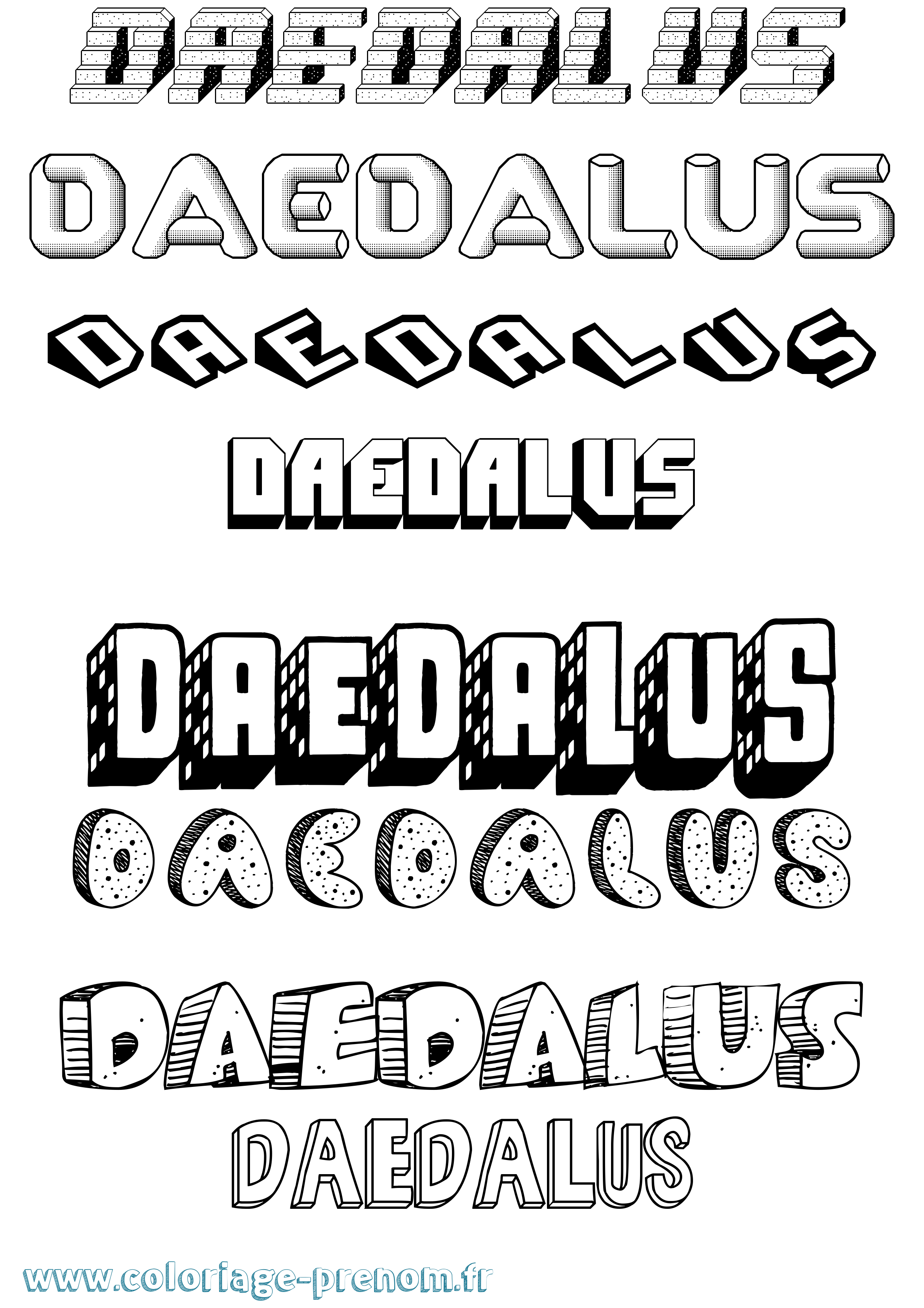 Coloriage prénom Daedalus Effet 3D