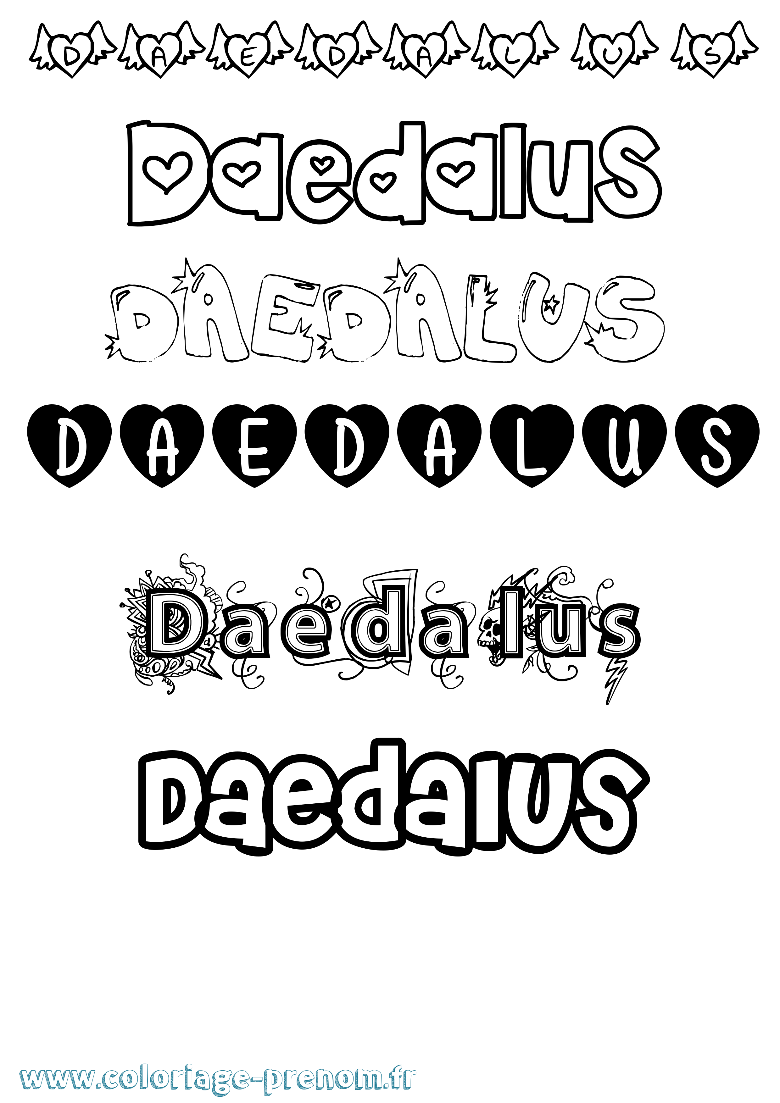 Coloriage prénom Daedalus Girly