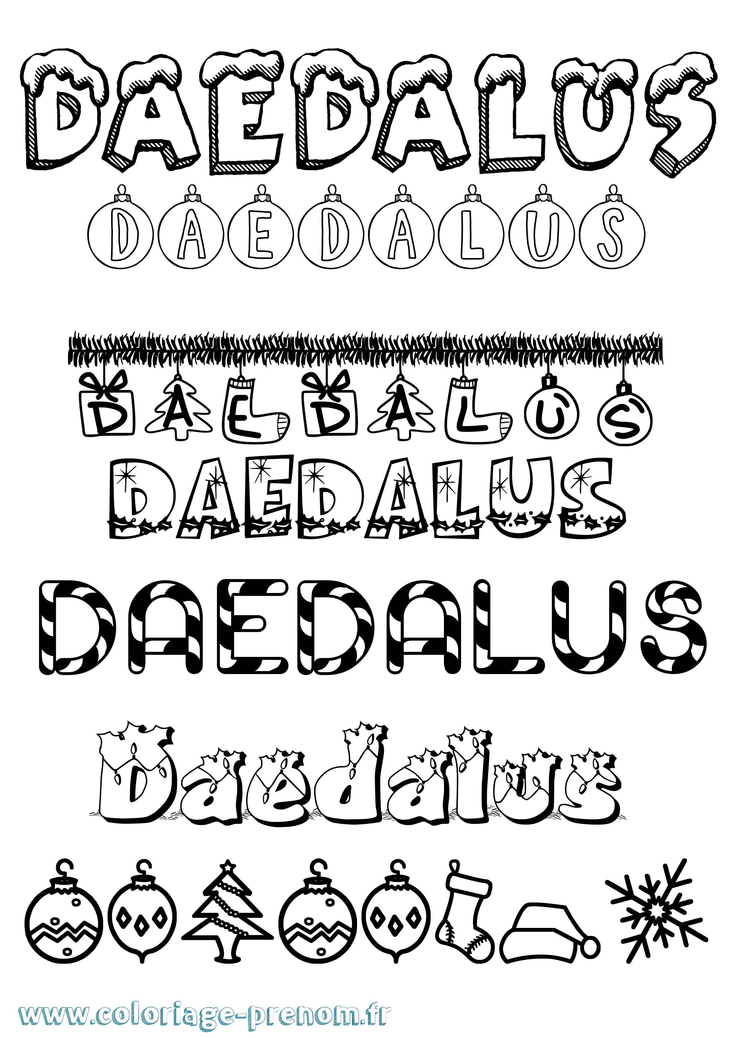 Coloriage prénom Daedalus Noël