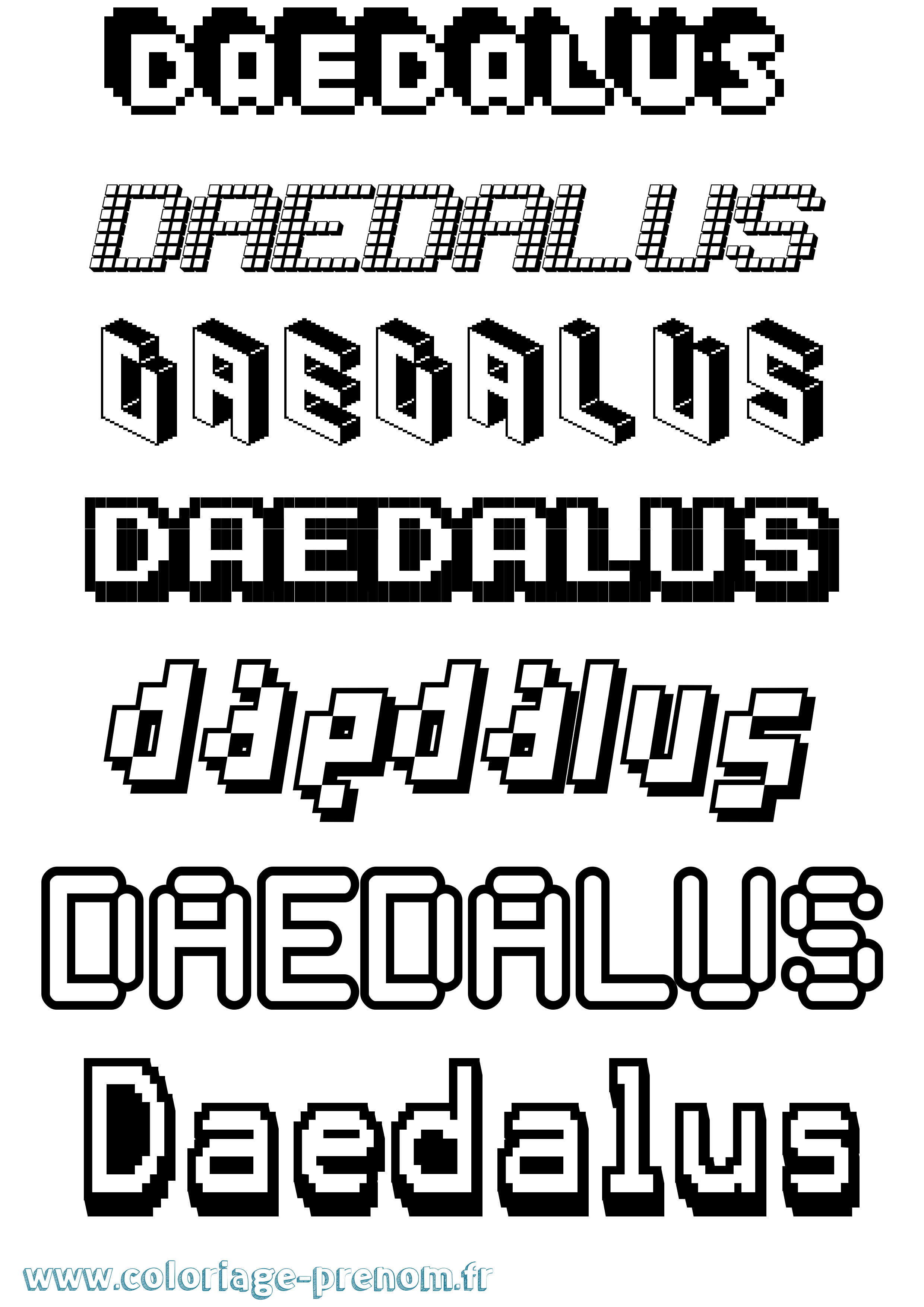 Coloriage prénom Daedalus Pixel
