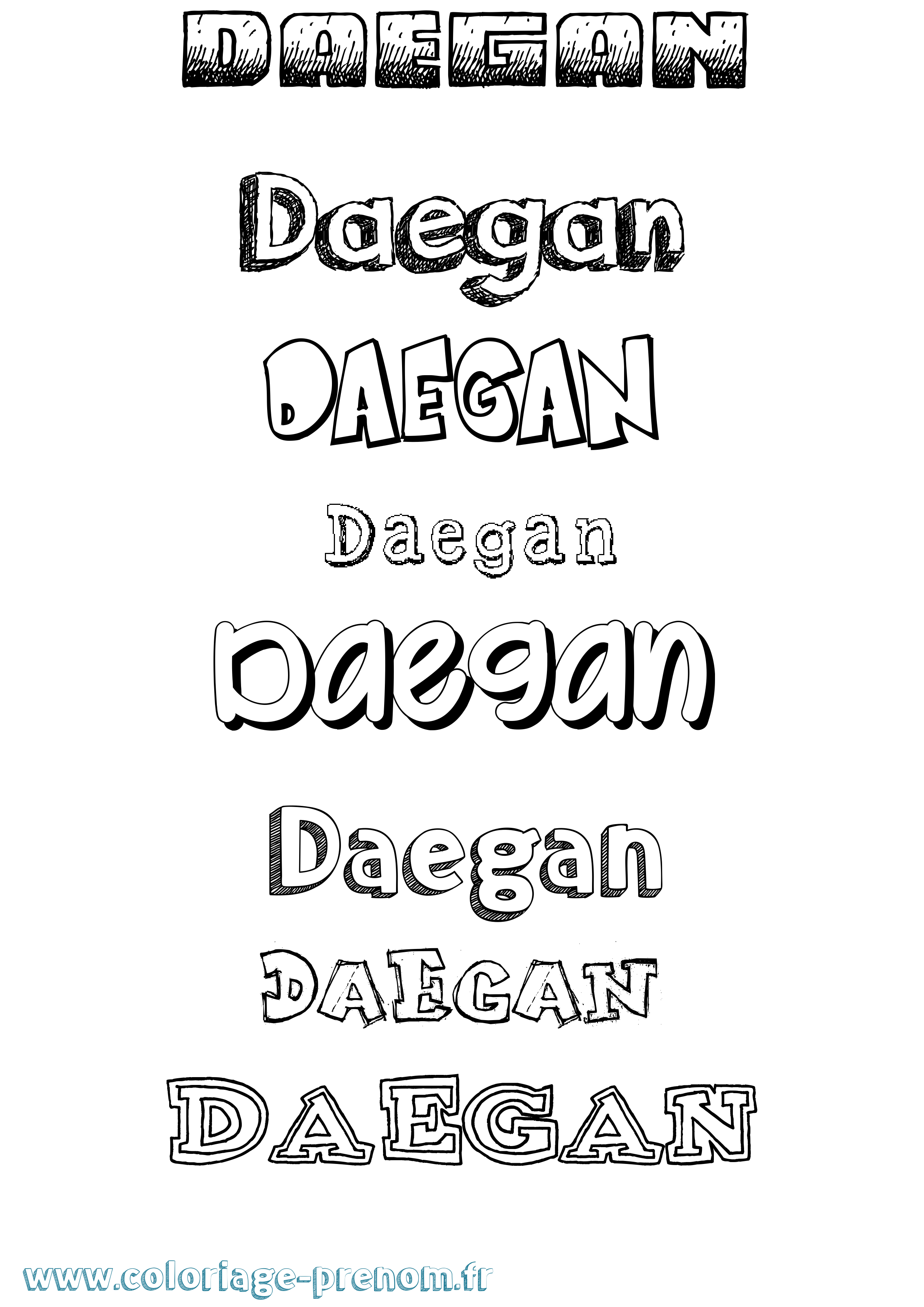 Coloriage prénom Daegan Dessiné