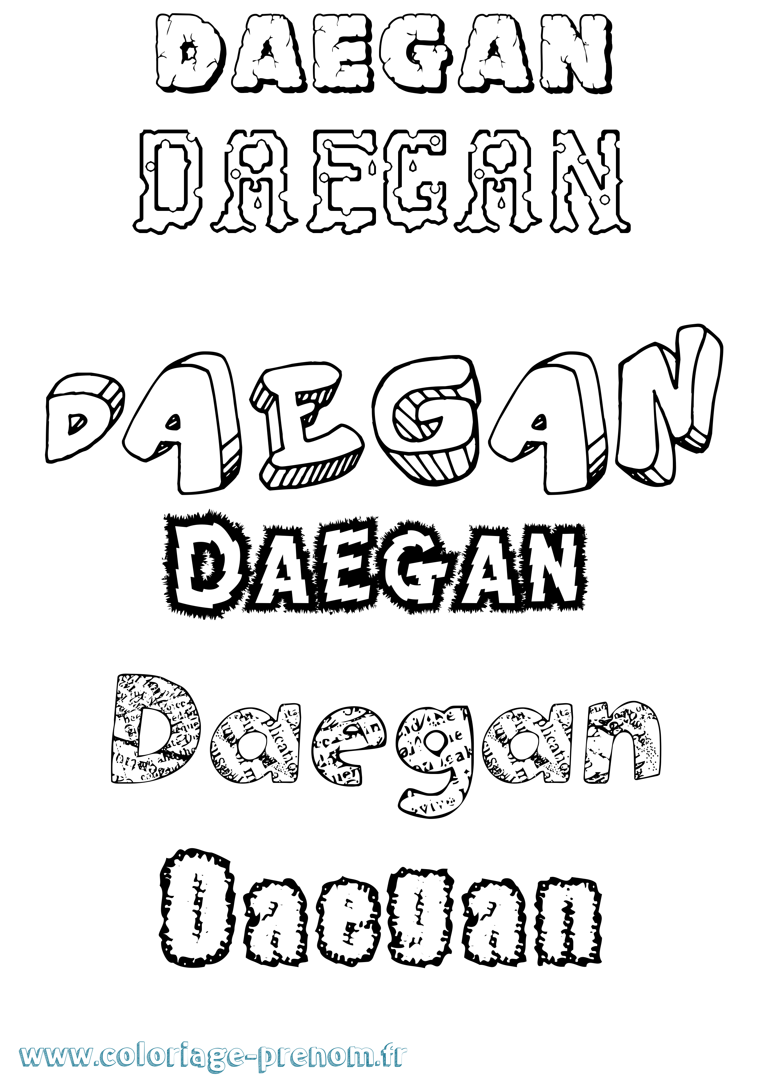 Coloriage prénom Daegan Destructuré