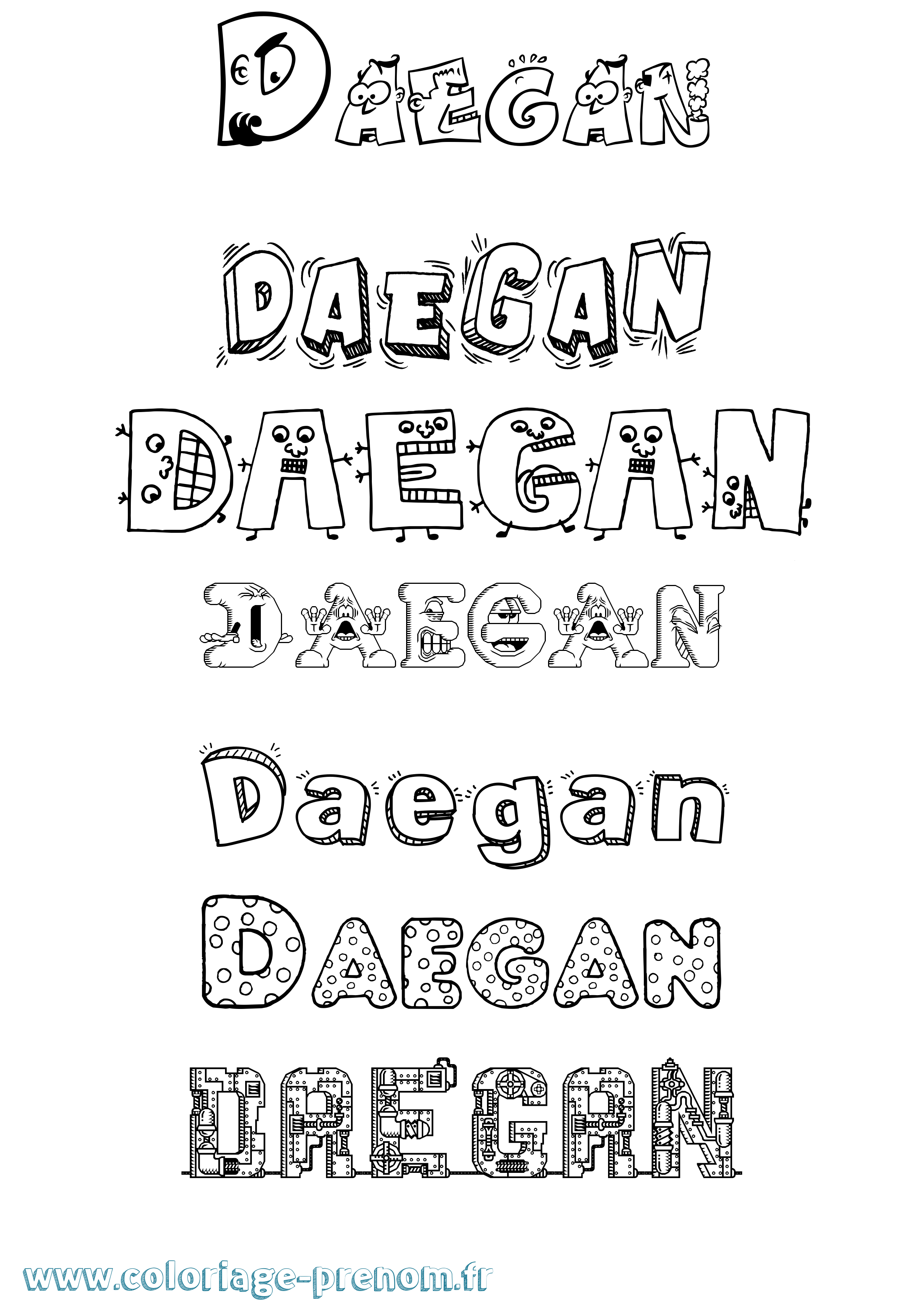 Coloriage prénom Daegan Fun