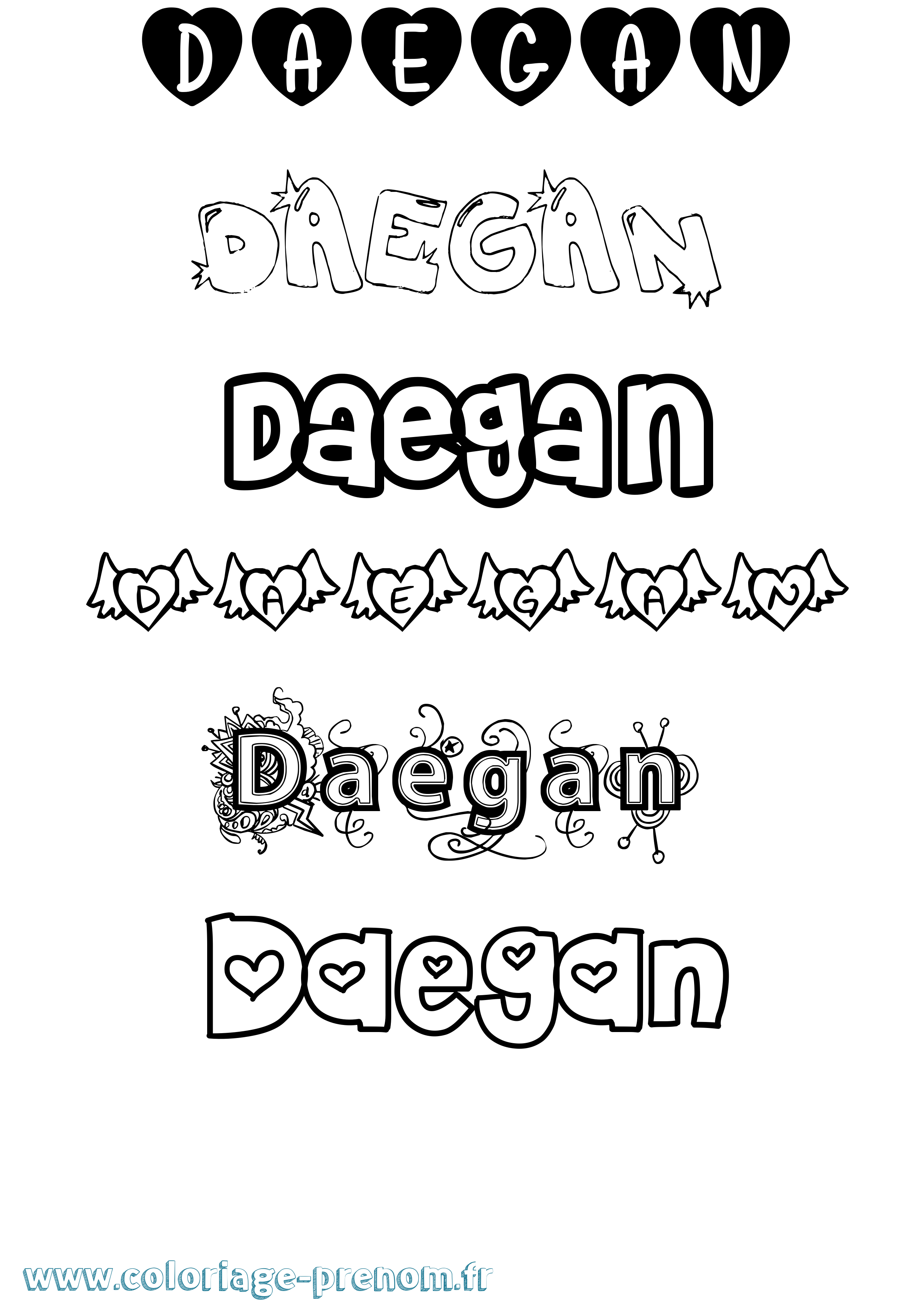 Coloriage prénom Daegan Girly