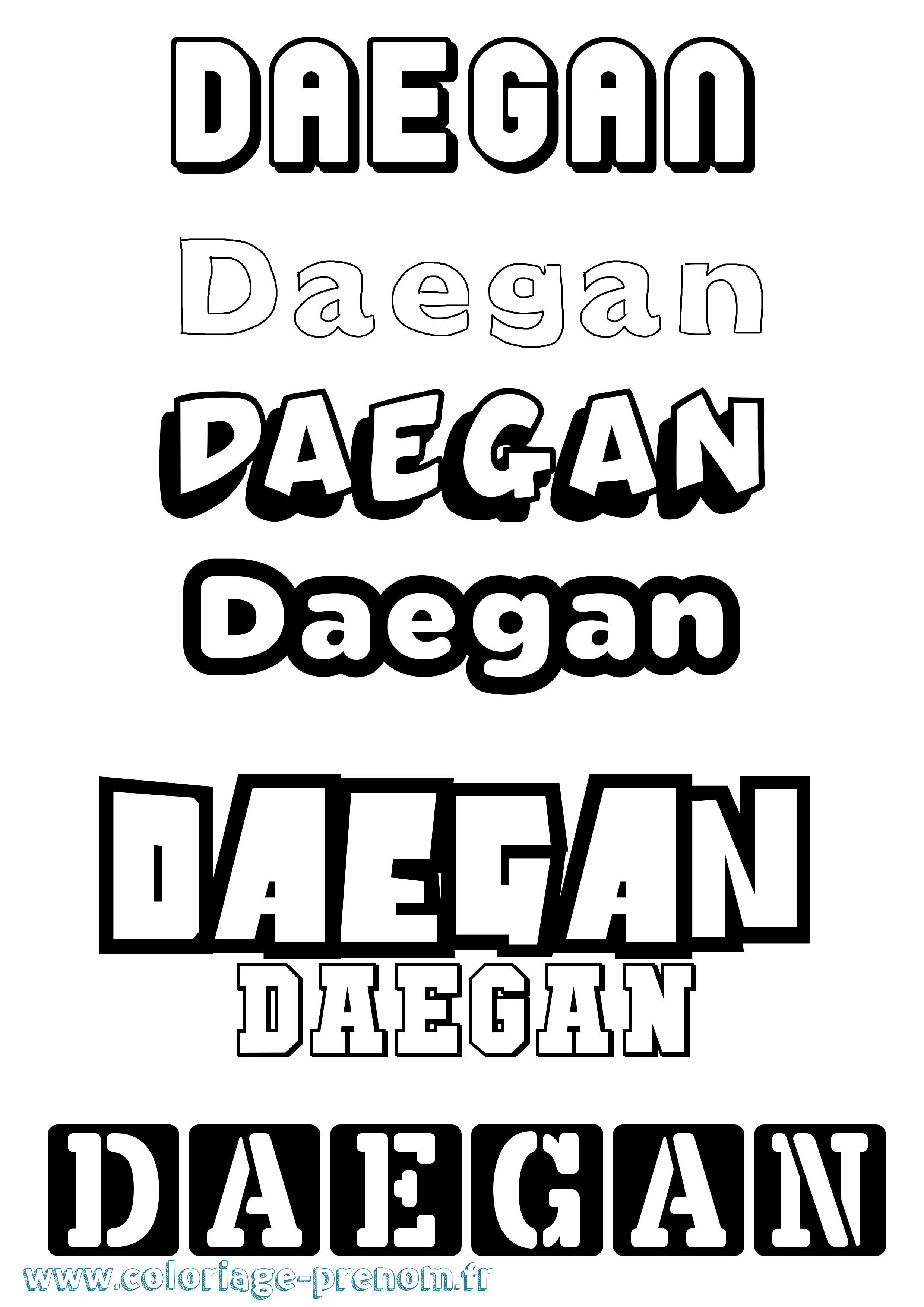Coloriage prénom Daegan Simple