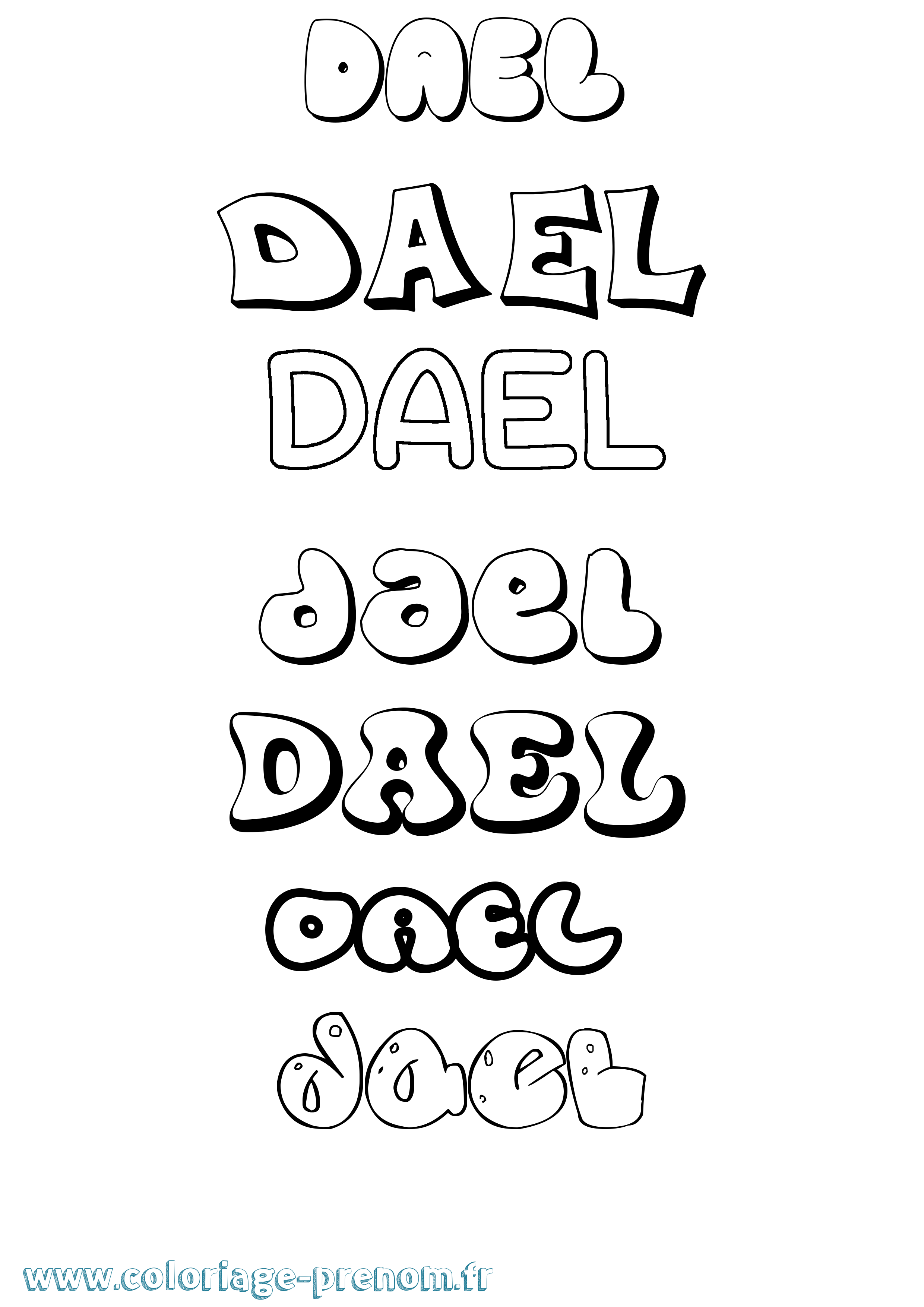 Coloriage Dael Bubble Coloriage prénom Dael Bubble