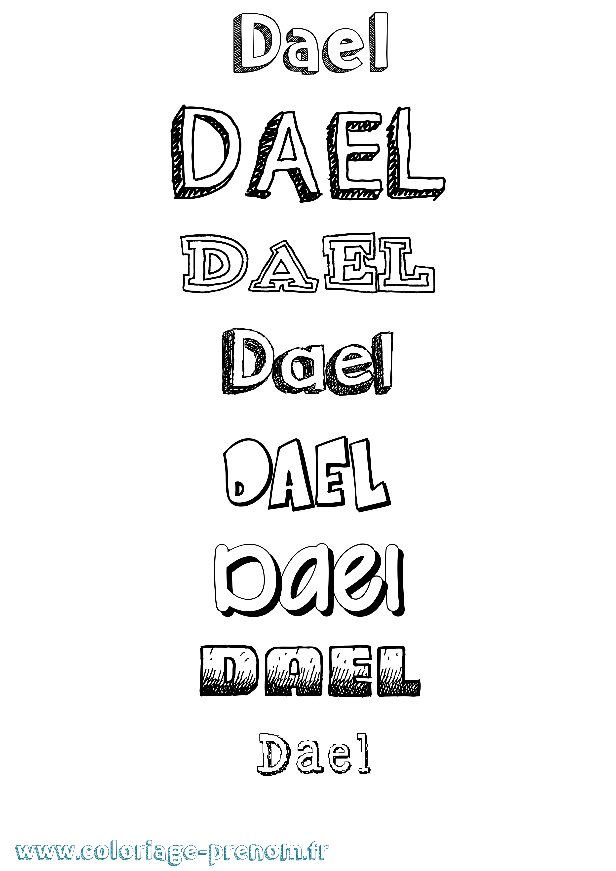 Coloriage Dael Dessiné Coloriage prénom Dael Dessiné