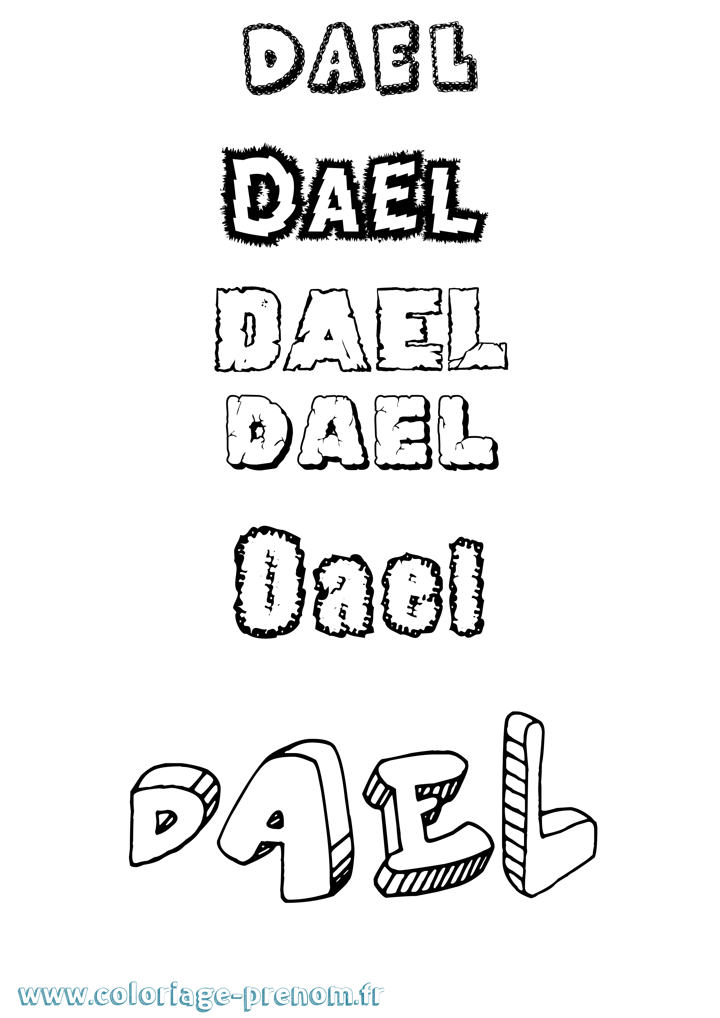 Coloriage prénom Dael Destructuré