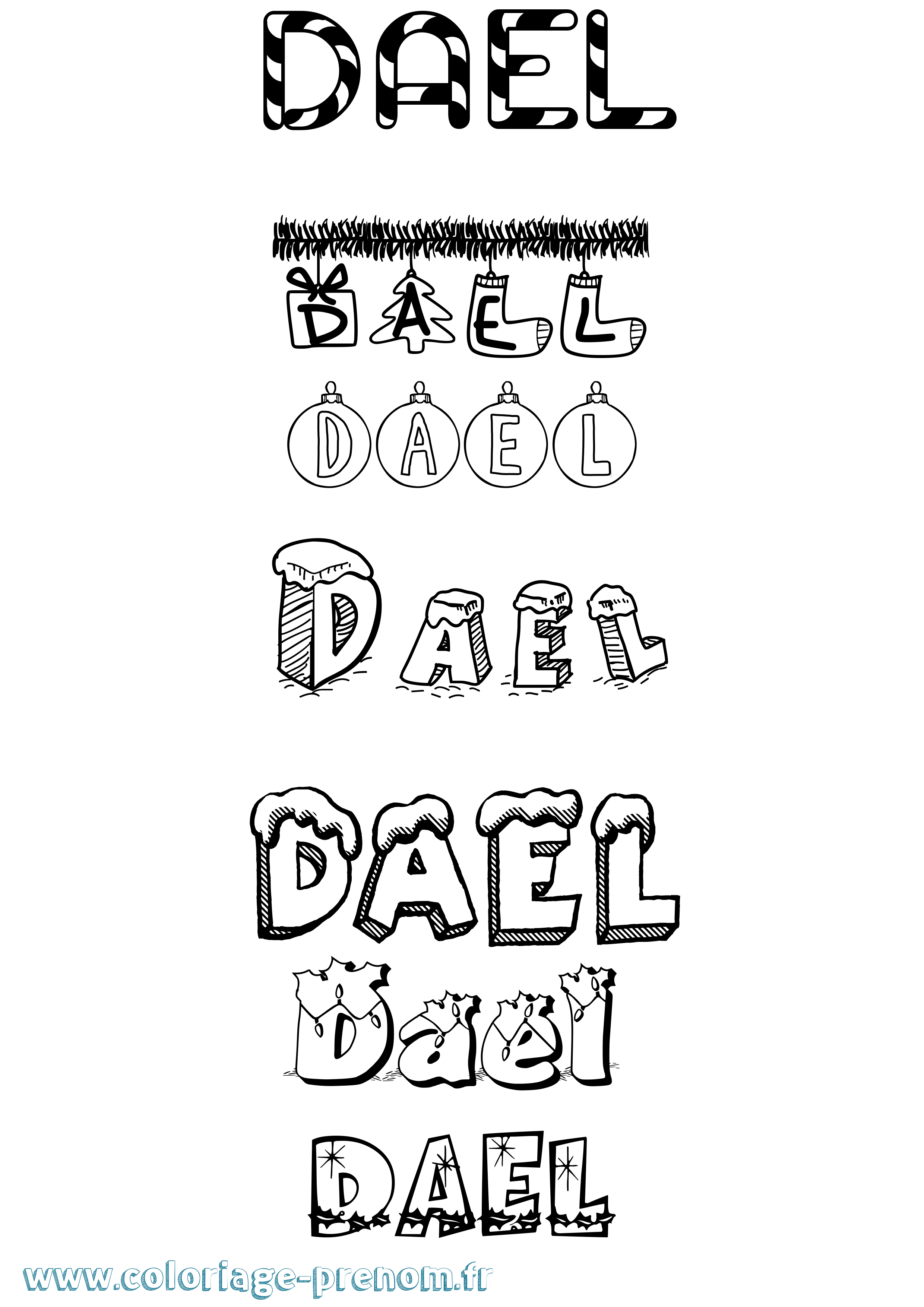 Coloriage Dael Noël Coloriage prénom Dael Noël