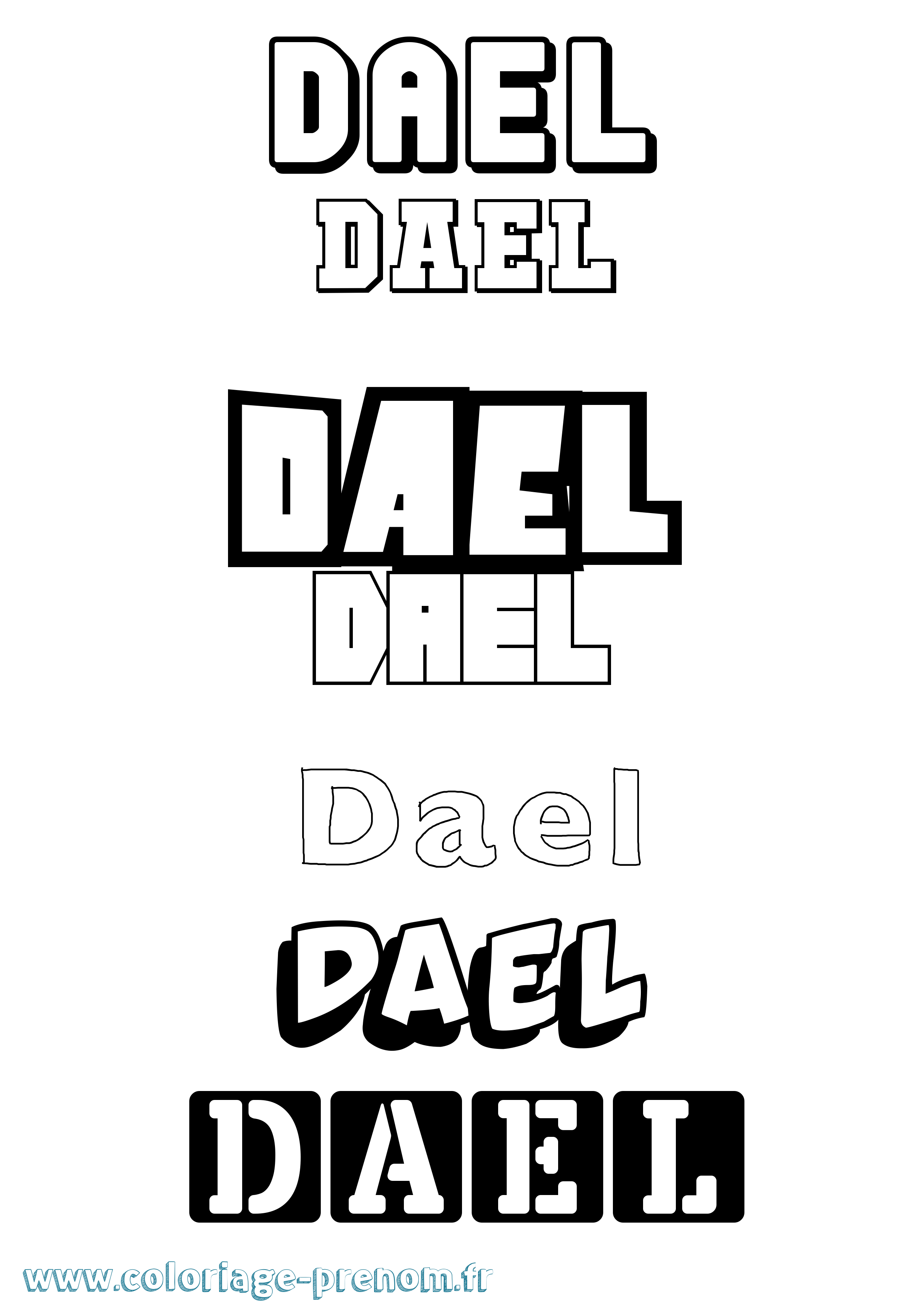 Coloriage Dael Simple Coloriage prénom Dael Simple