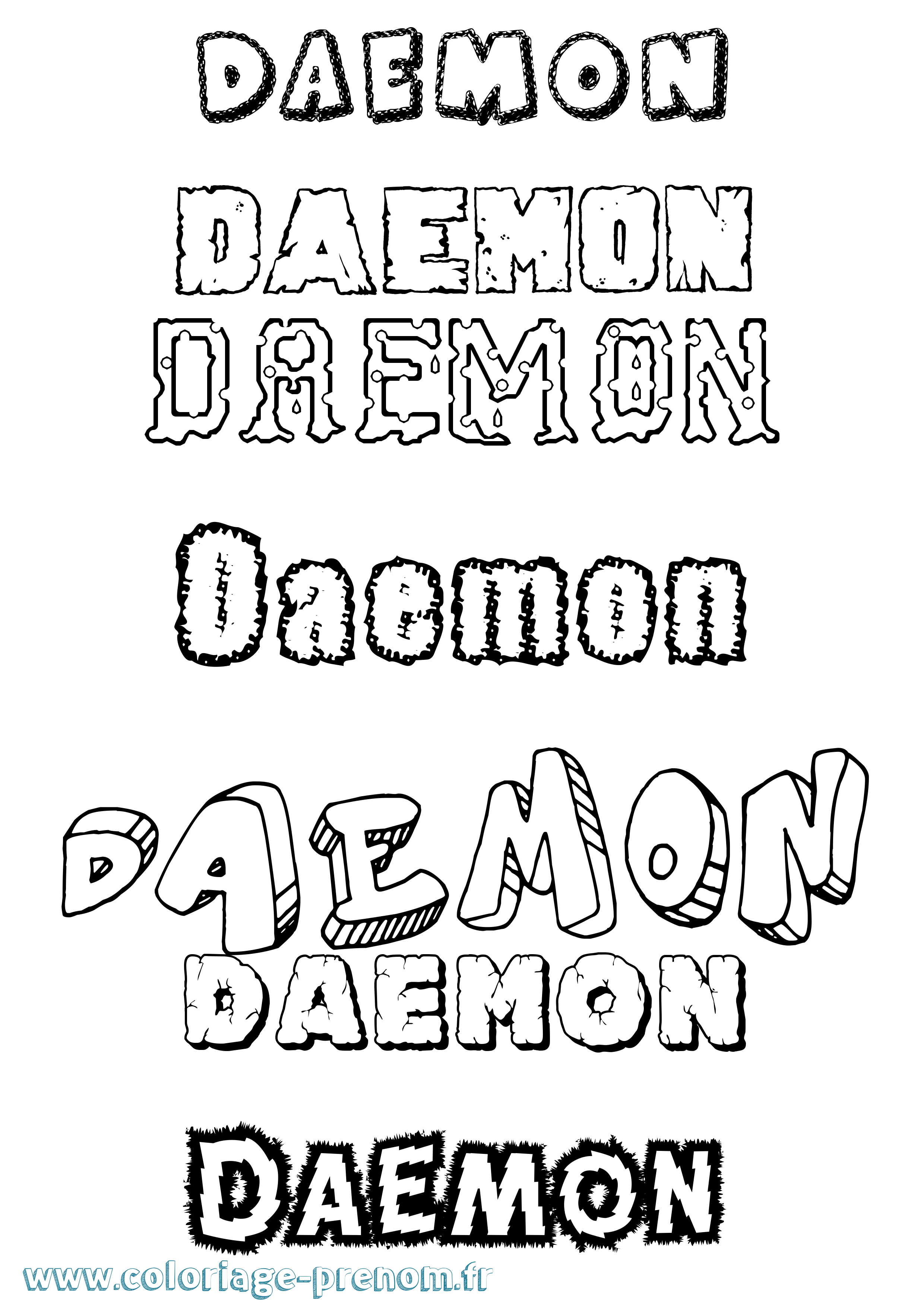 Coloriage prénom Daemon Destructuré
