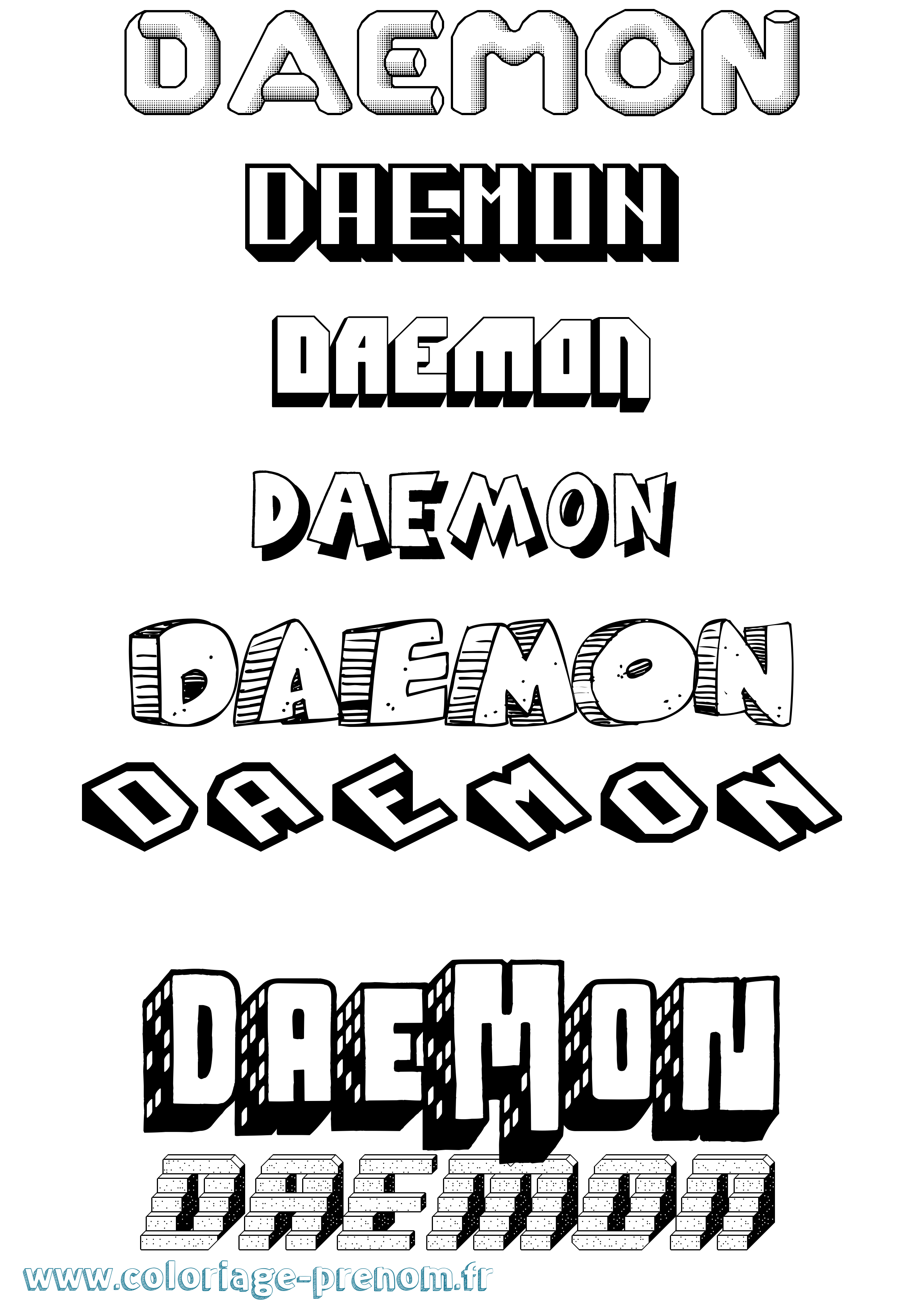 Coloriage prénom Daemon Effet 3D