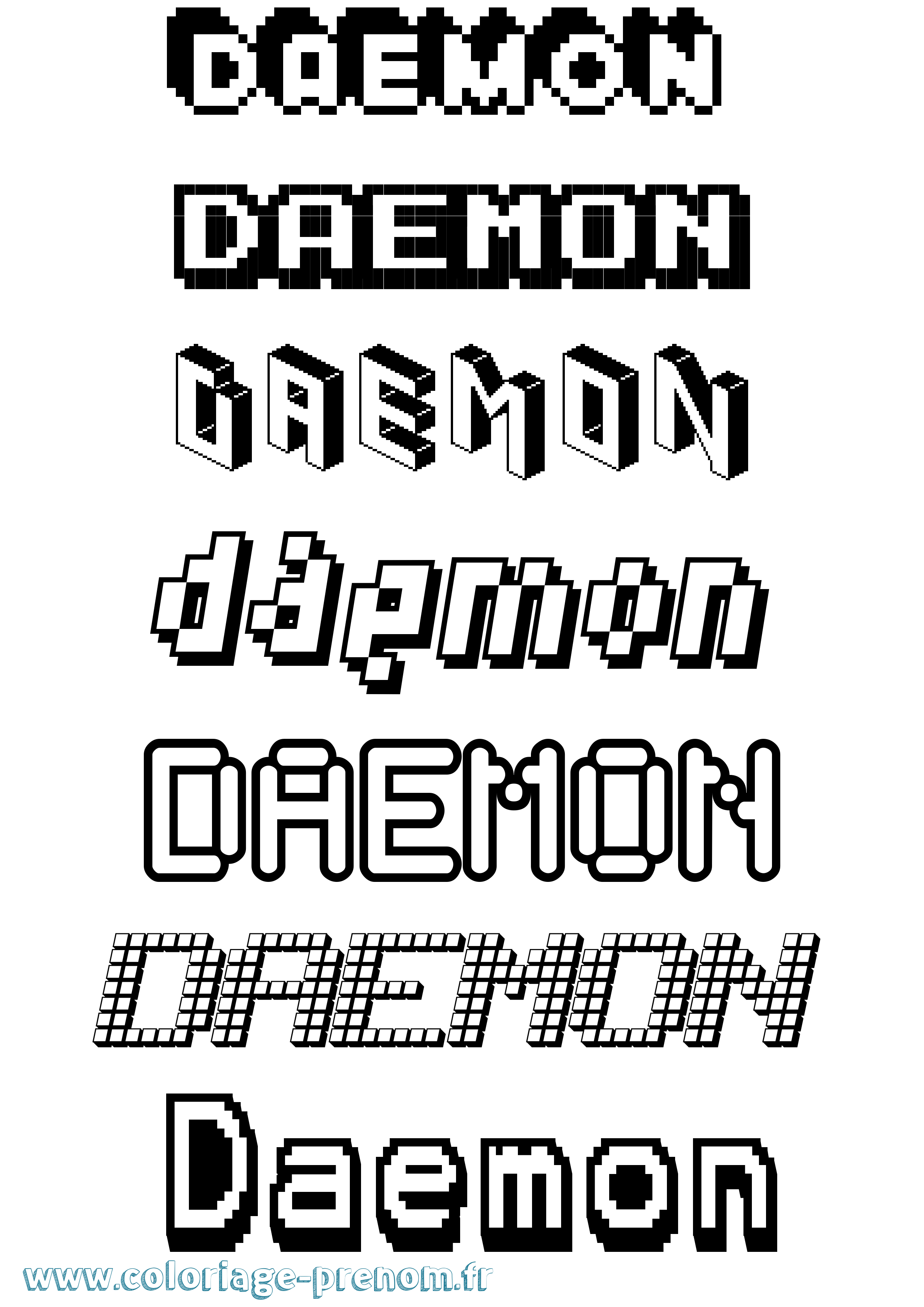 Coloriage prénom Daemon Pixel