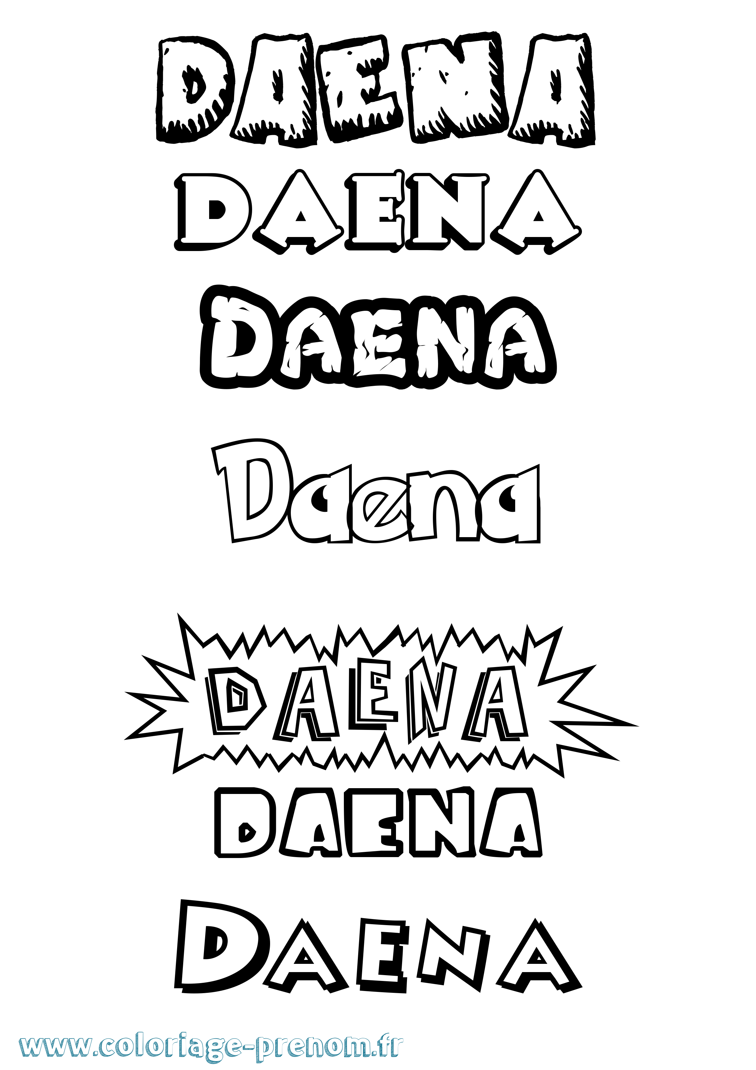 Coloriage prénom Daena Dessin Animé