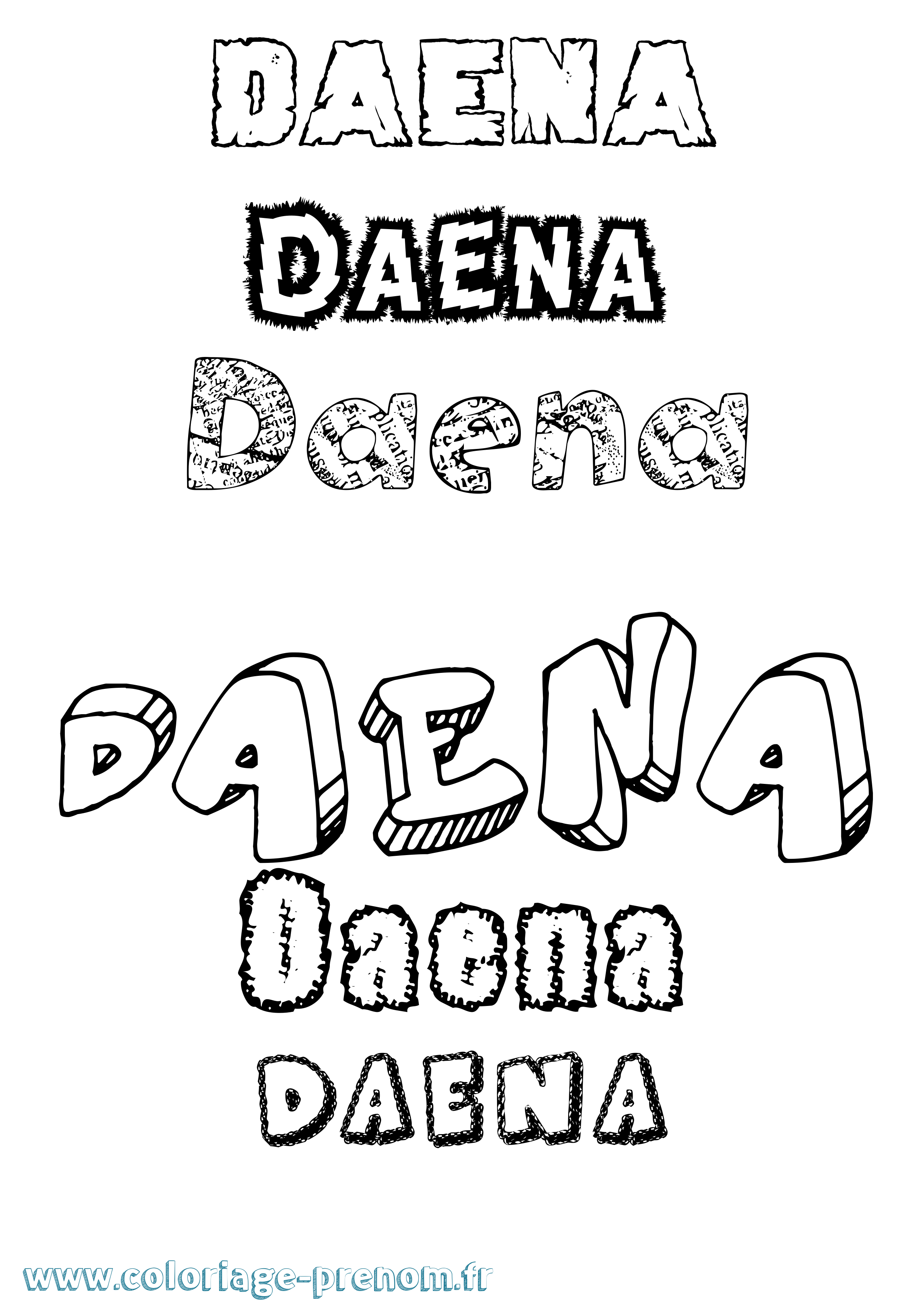 Coloriage prénom Daena Destructuré