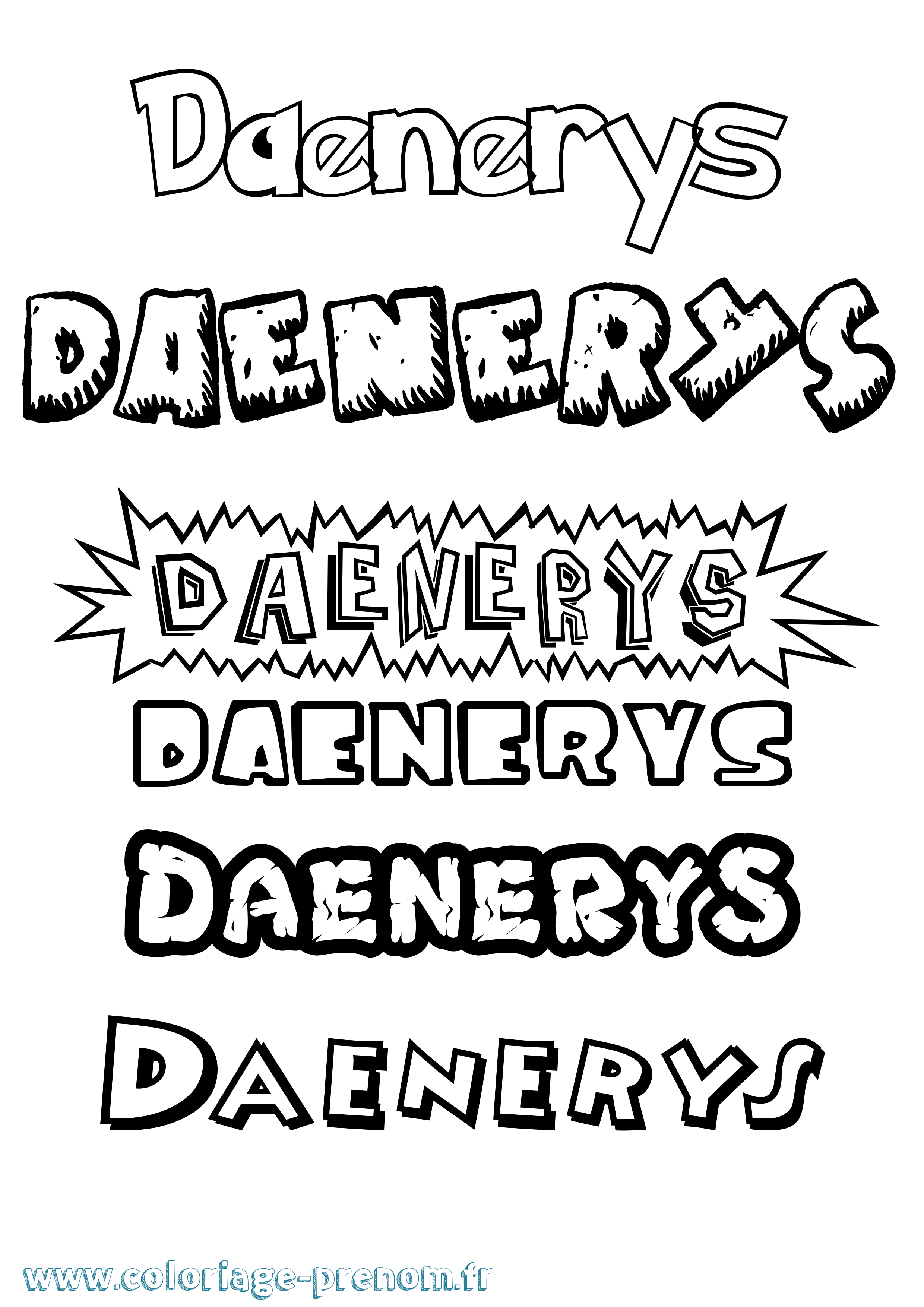 Coloriage Daenerys Dessin Animé Coloriage prénom Daenerys Dessin Animé