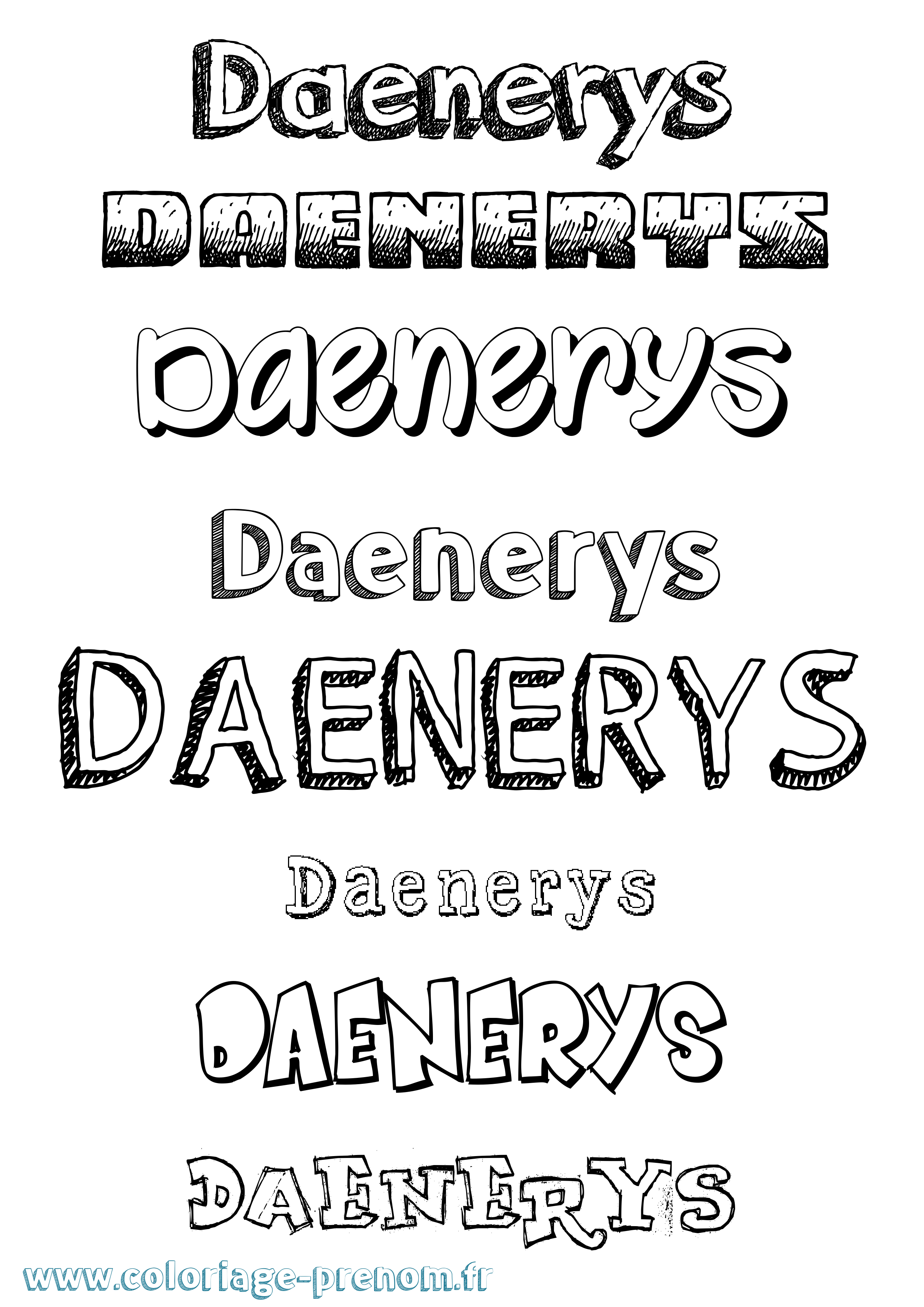Coloriage prénom Daenerys Dessiné