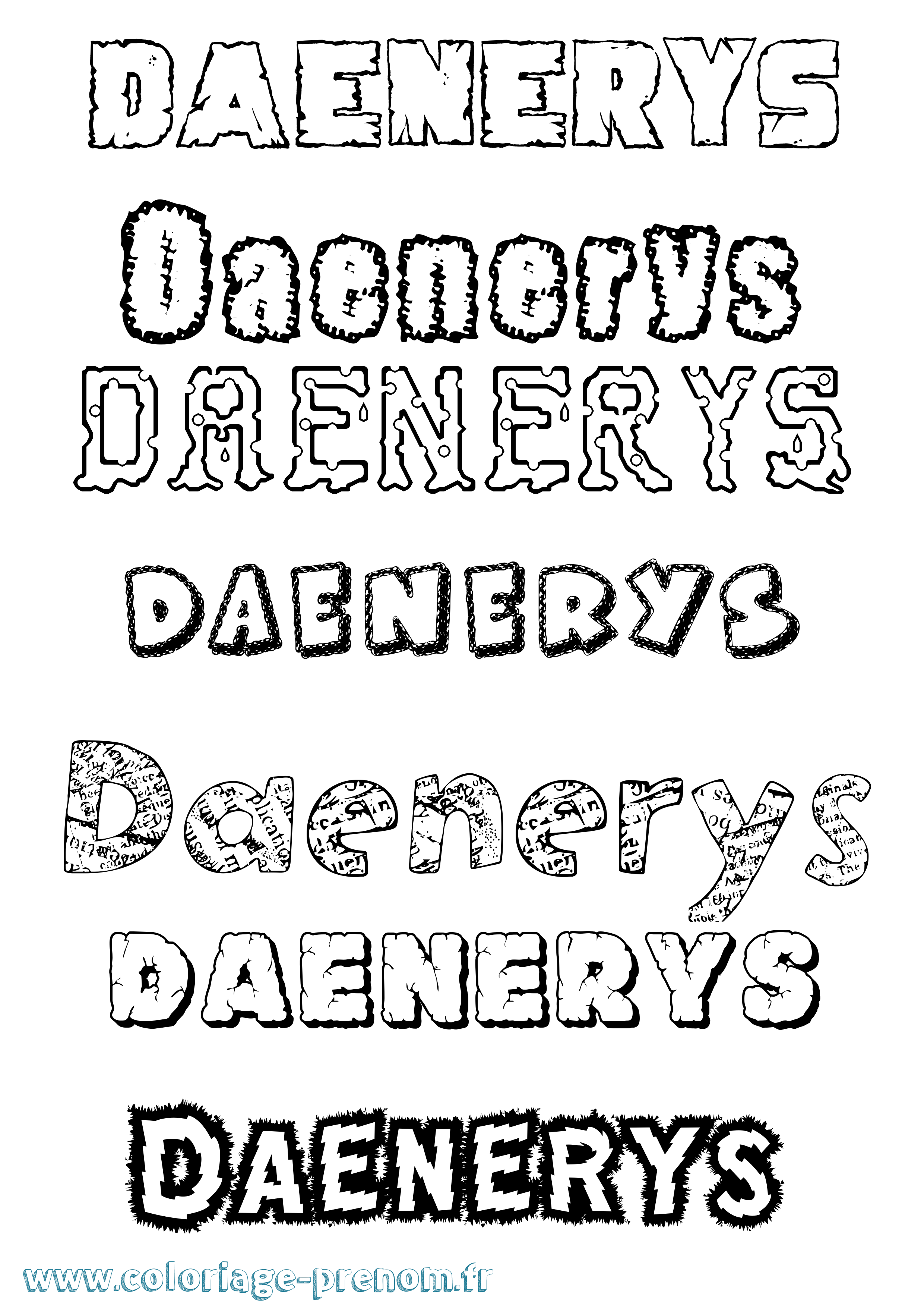Coloriage Daenerys Destructuré Coloriage prénom Daenerys Destructuré
