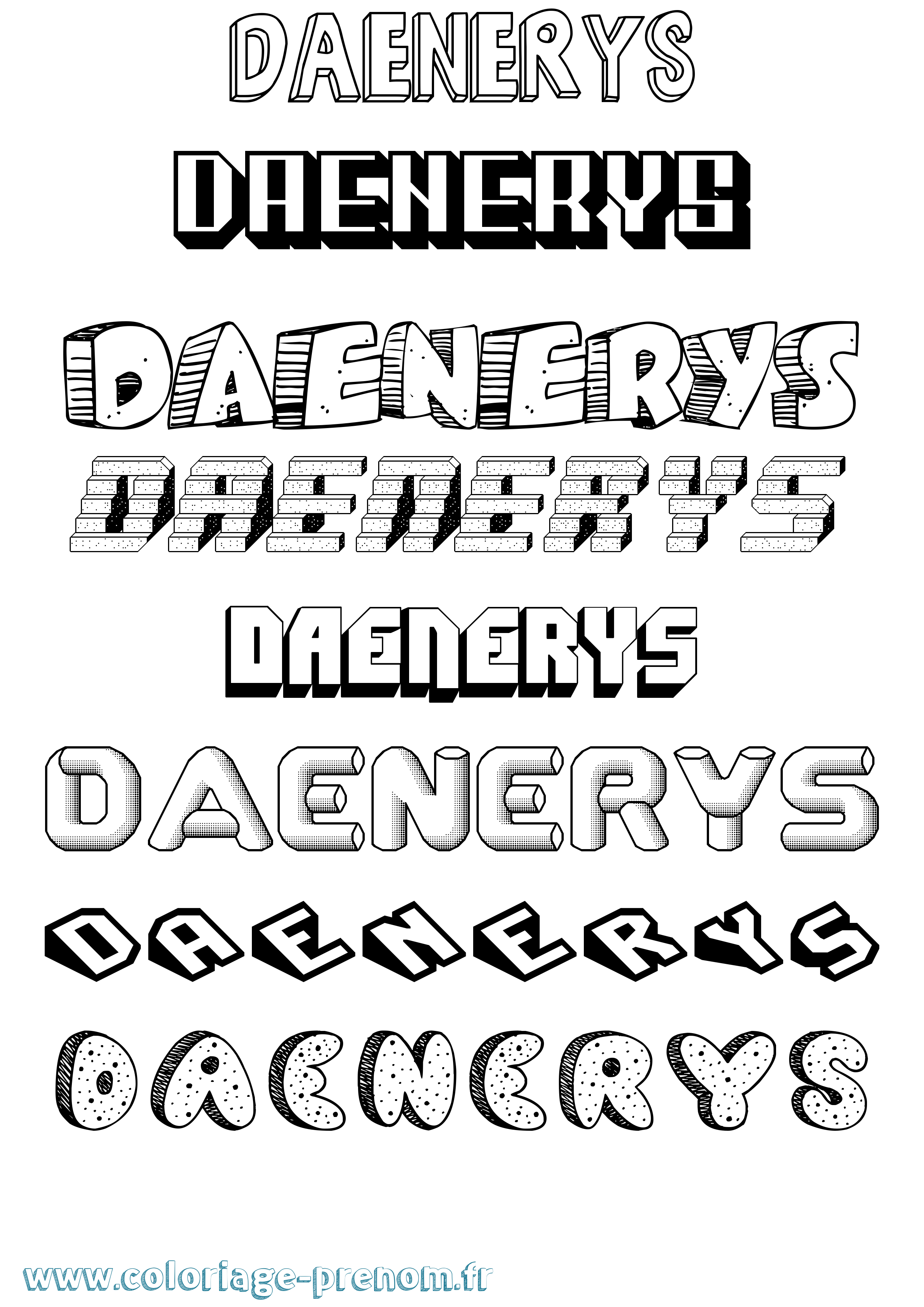 Coloriage Daenerys Effet 3D Coloriage prénom Daenerys Effet 3D