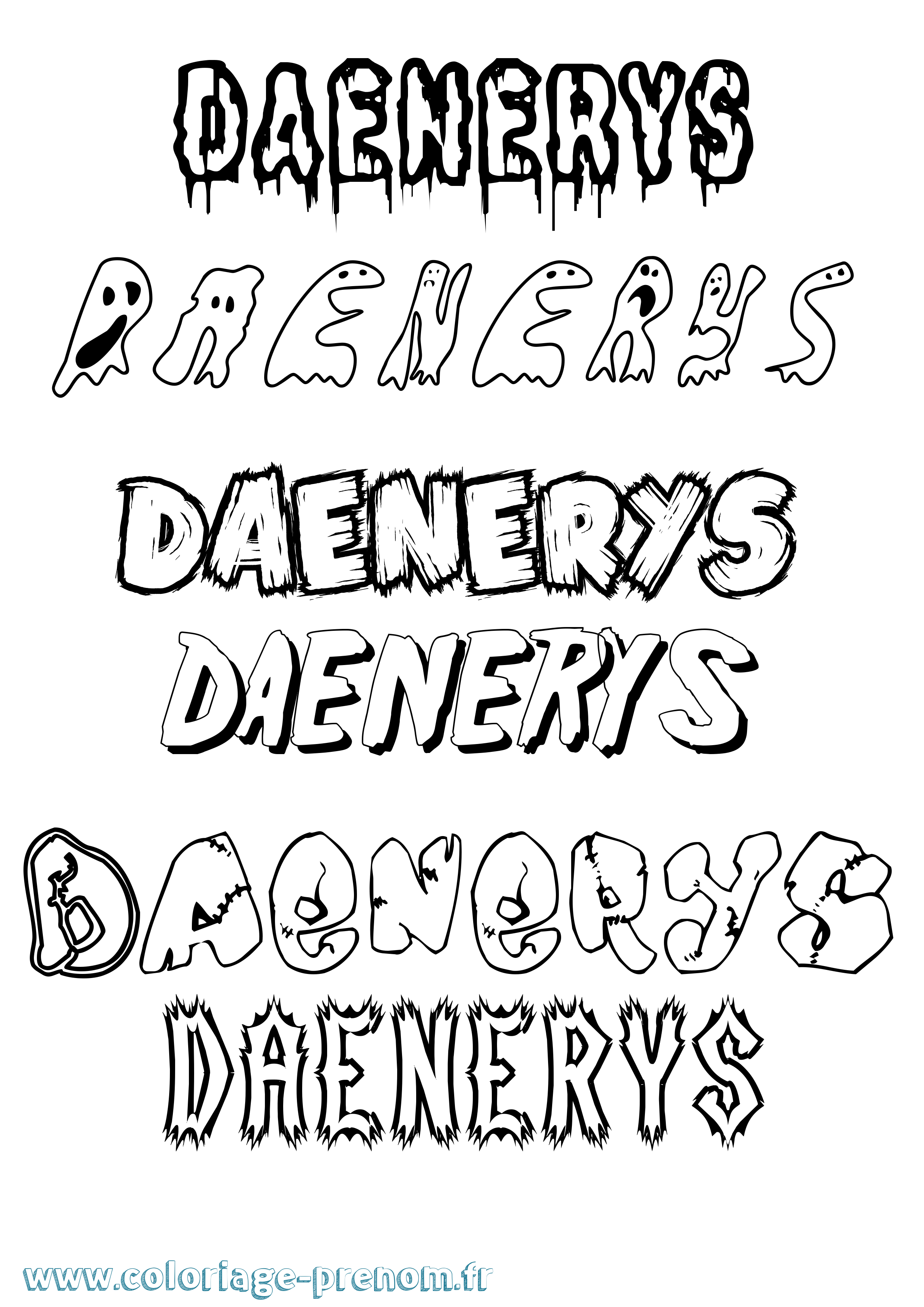Coloriage Daenerys Frisson Coloriage prénom Daenerys Frisson
